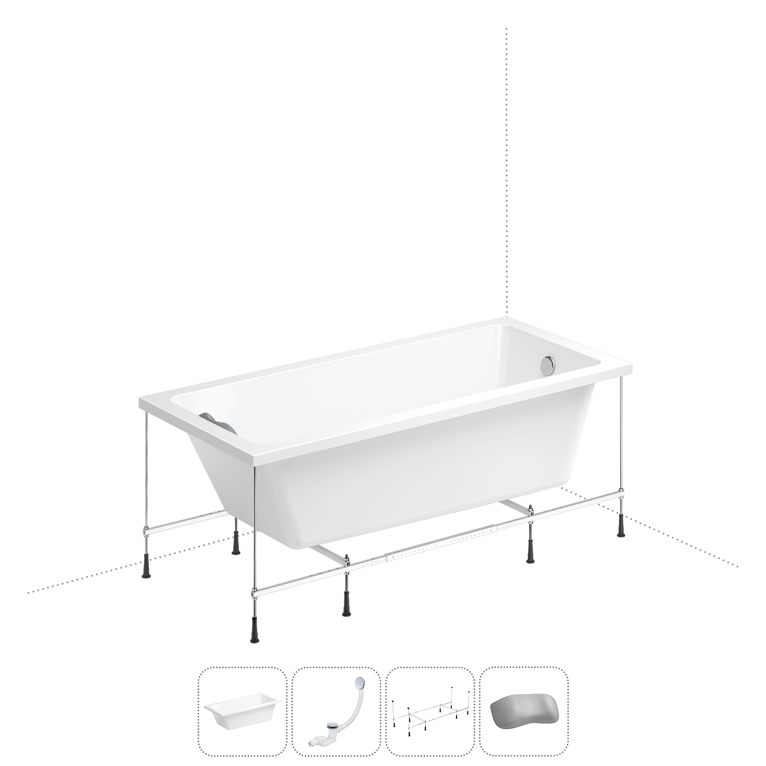 Изображение товара Прямоугольная ванна WELLSEE 20212745R из экструдированного акрила 150х80 см