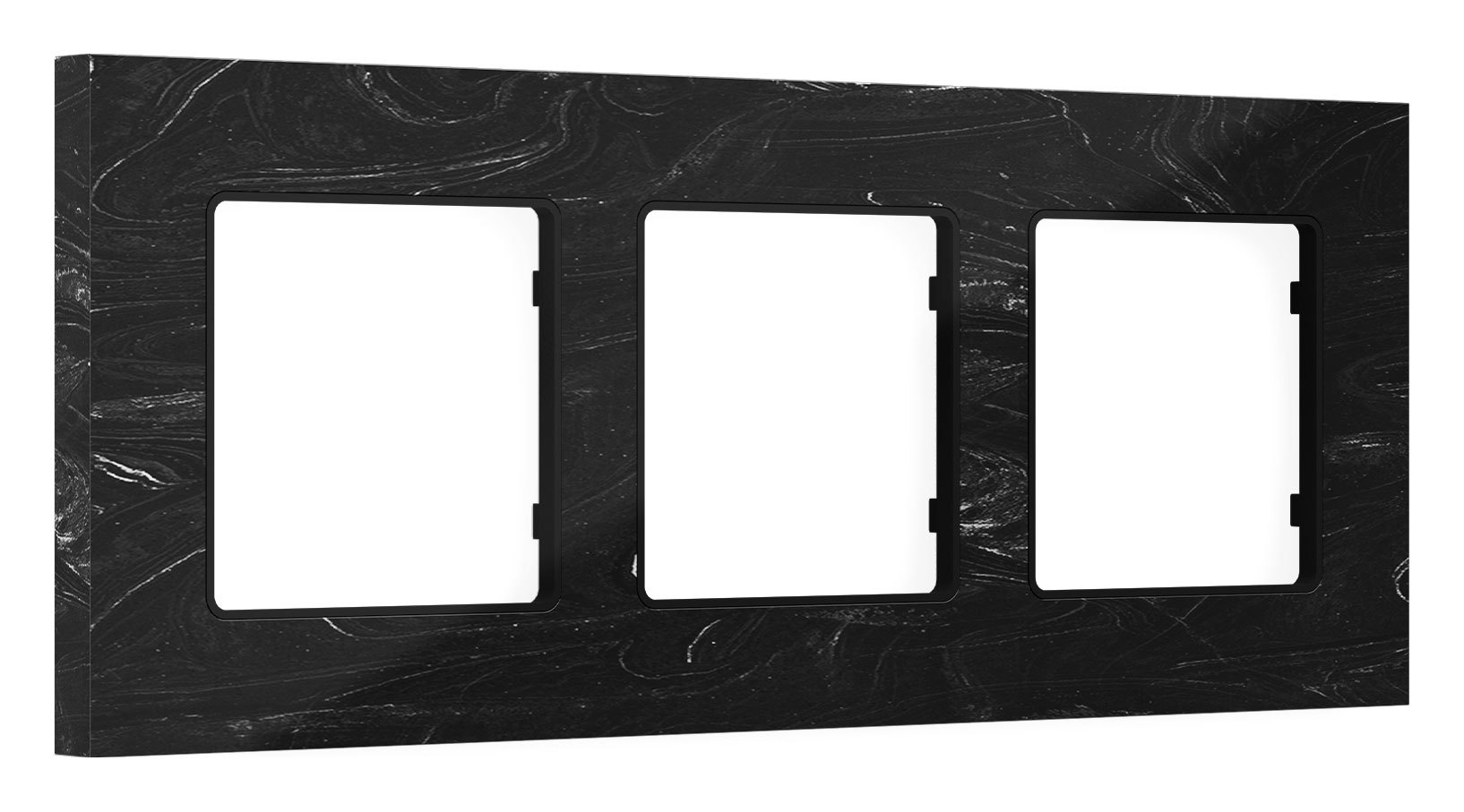 Изображение товара Рамка для розеток и выключателей Ambrella volt Alfa Grand AF930703 3 поста цвет черный мрамор
