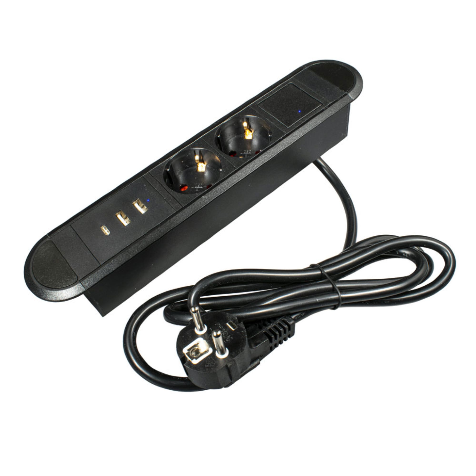 Изображение товара Встраиваемый блок розеток Gls Optima D20610 с USB и выключателем черный