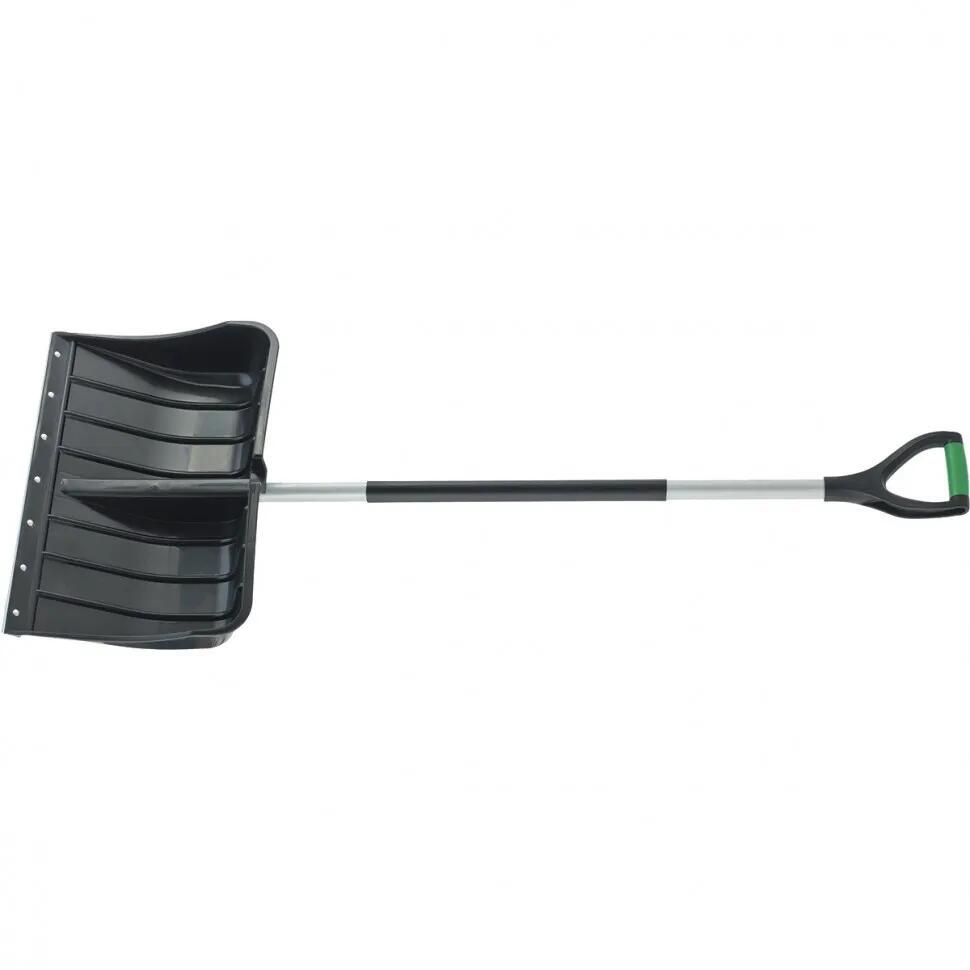 Изображение товара Лопата для уборки снега Palisad 61568 пластиковая 540x375x1520 мм стальной черенок стальная планка