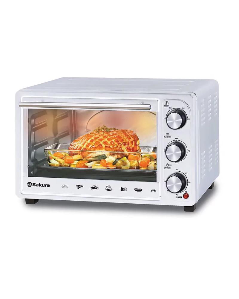 Изображение товара Электропечь Sakura 1380 Вт 23 л механическая белая с таймером