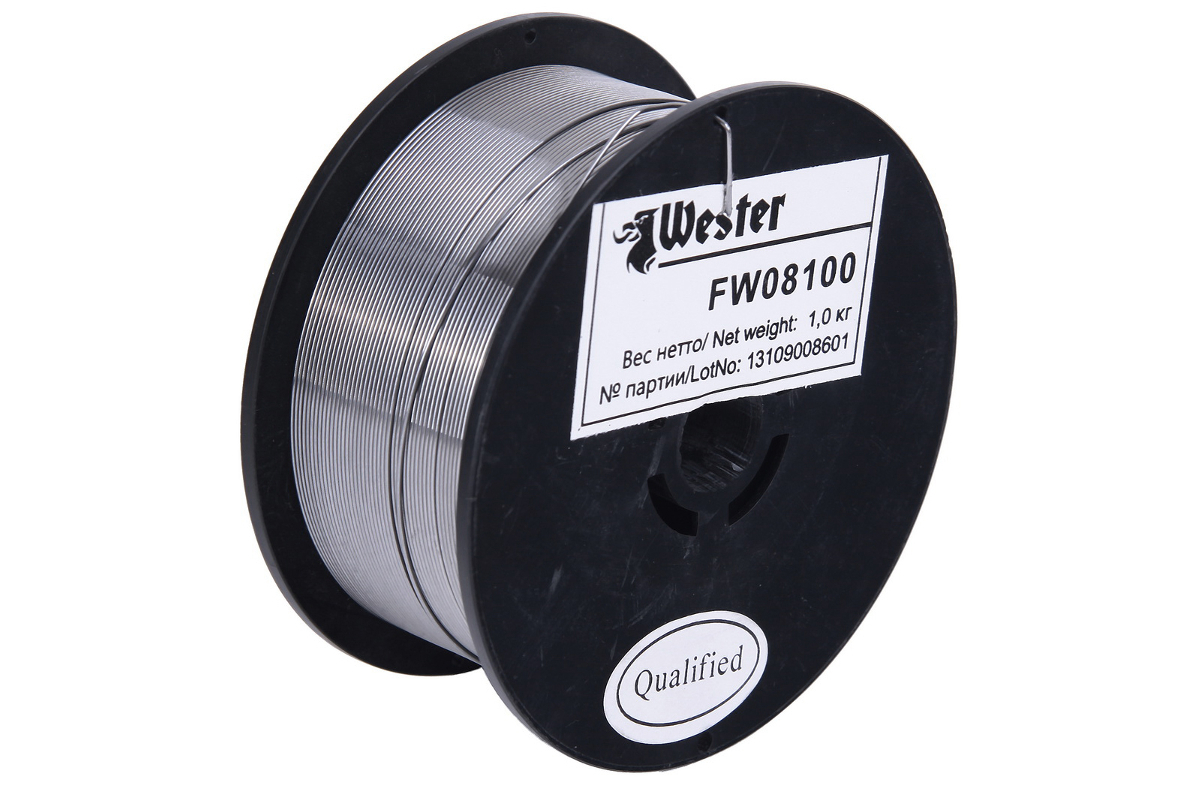 Изображение товара Проволока сварочная WESTER FW 08100 0.8 мм 1 кг флюсовая порошковая