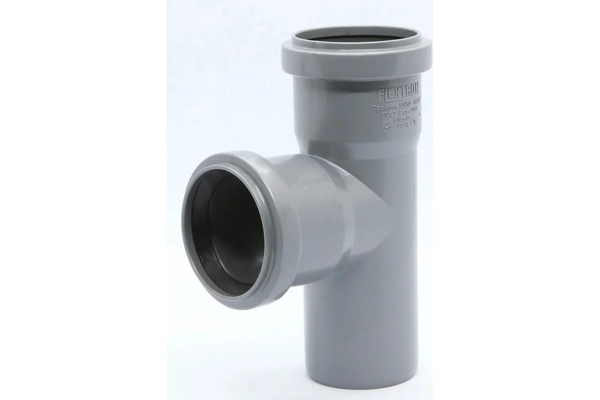Изображение товара Тройник канализационный малошумный Flextron 50x50 мм 87 градусов для пластиковых труб Россия