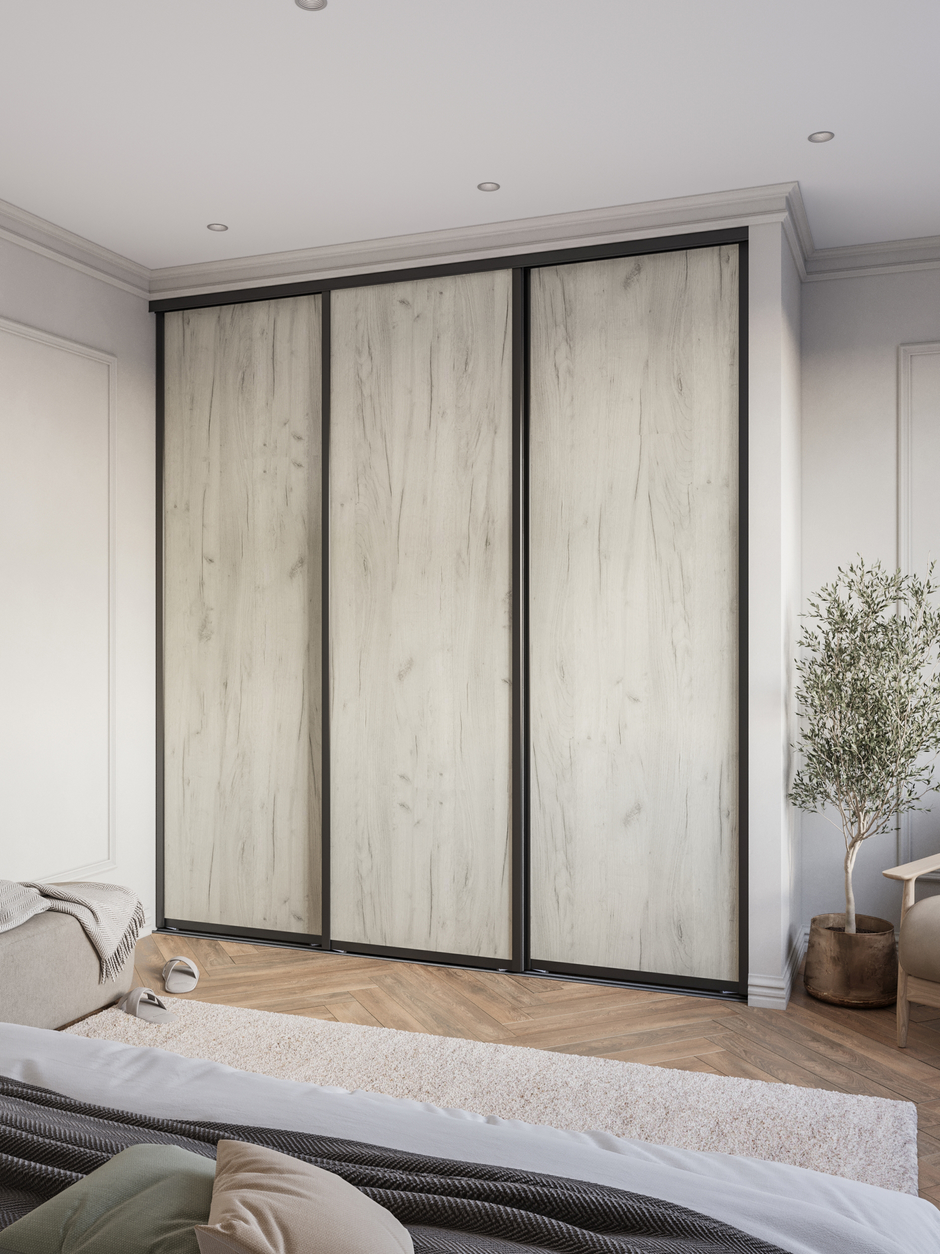 Изображение товара Дверь-купе DKP85/225.K001-55 из ЛДСП с алюминиевым профилем черный муар, 225.5x85 см