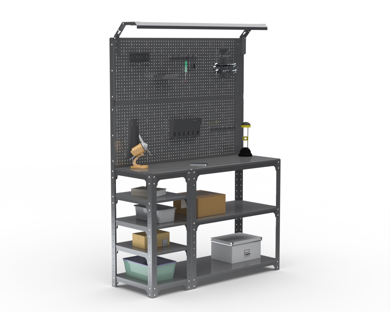 Изображение товара Стол-верстак Metalex 205260 с освещением и боковыми полками