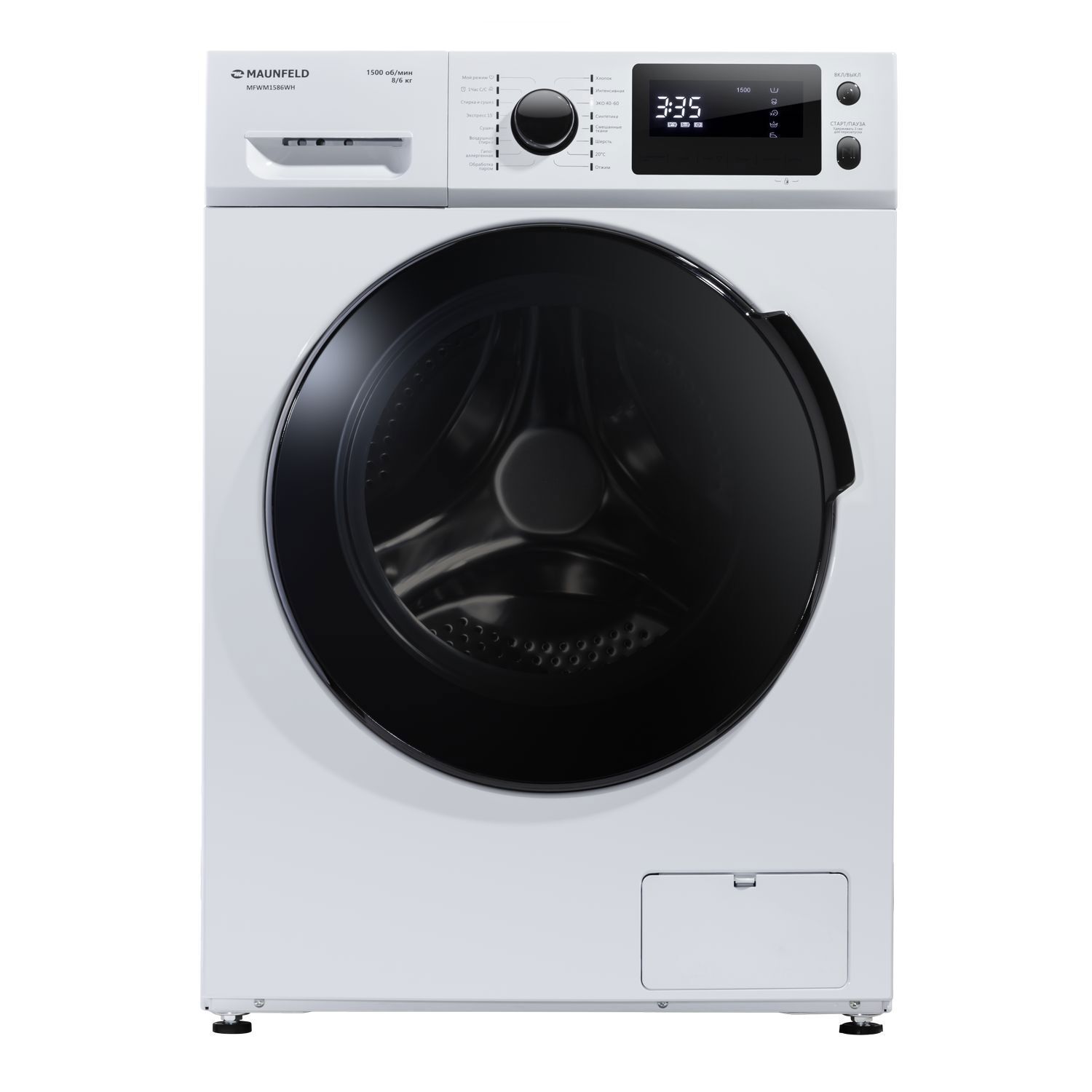Изображение товара Стиральная машина Maunfeld MFWM1586WH с сушкой и LCD дисплеем