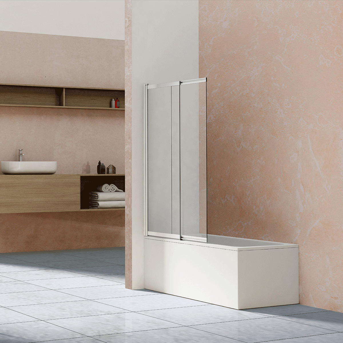 Изображение товара Ширма для ванны Vincea VSB-1E100CL 100x145 см стекло тонированное алюминий хром