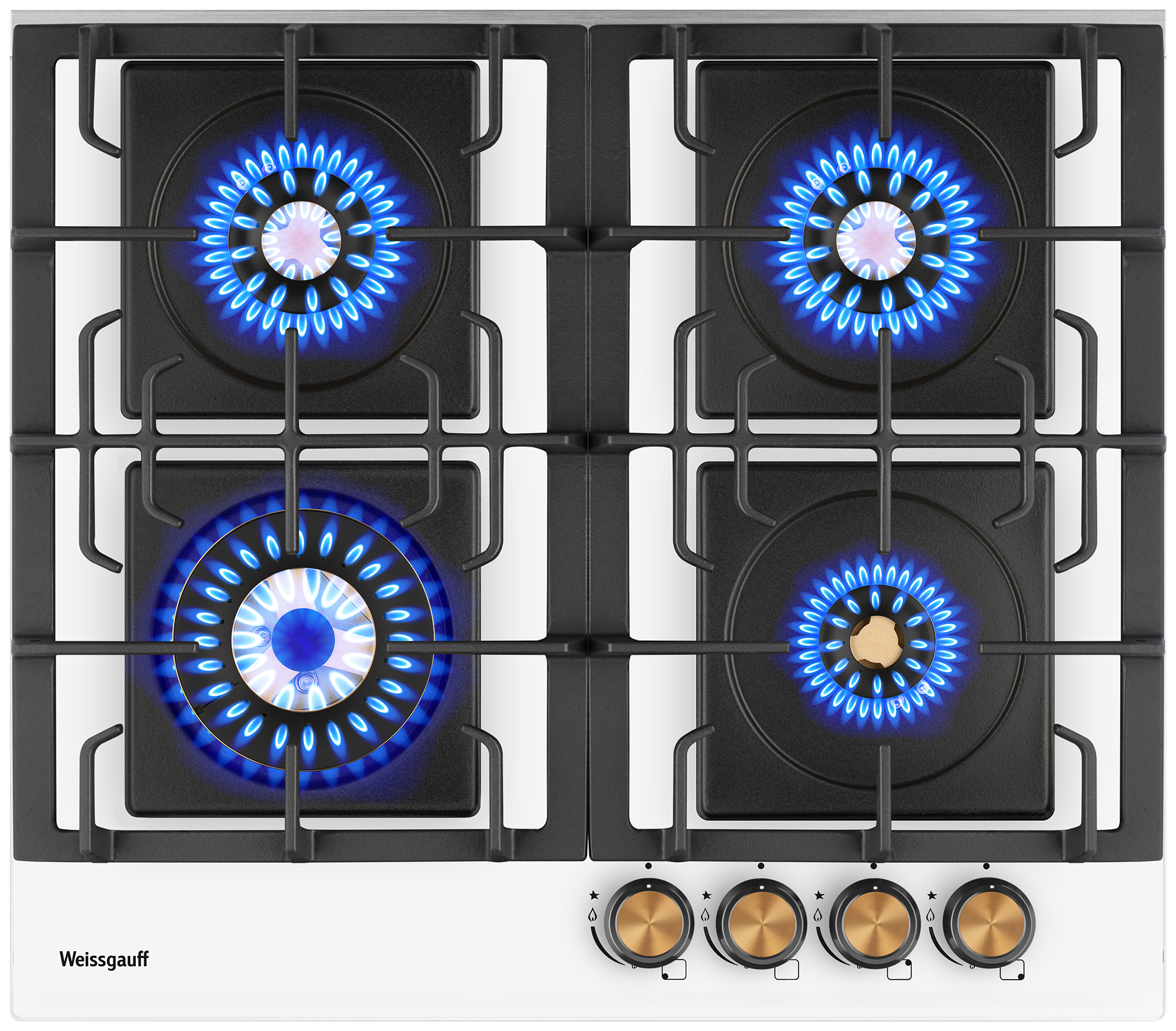 Изображение товара Газовая варочная панель Weissgauff HGG 6445 WH Volcano Burner 60 см 4 конфорки цвет белый