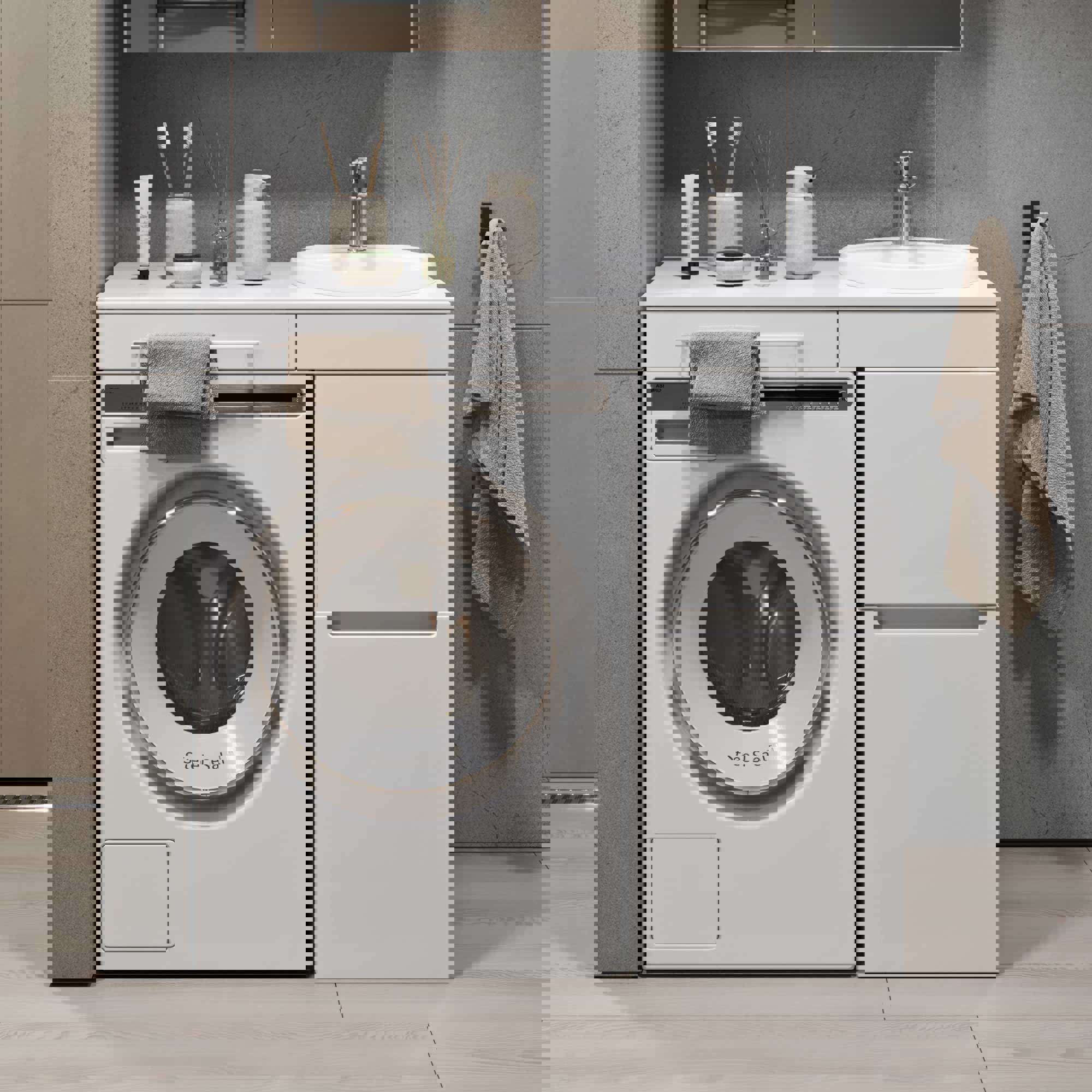 Изображение товара Тумба с раковиной Cosmetic 100 ALAVANN белая магазинная мебель для ванной комнаты