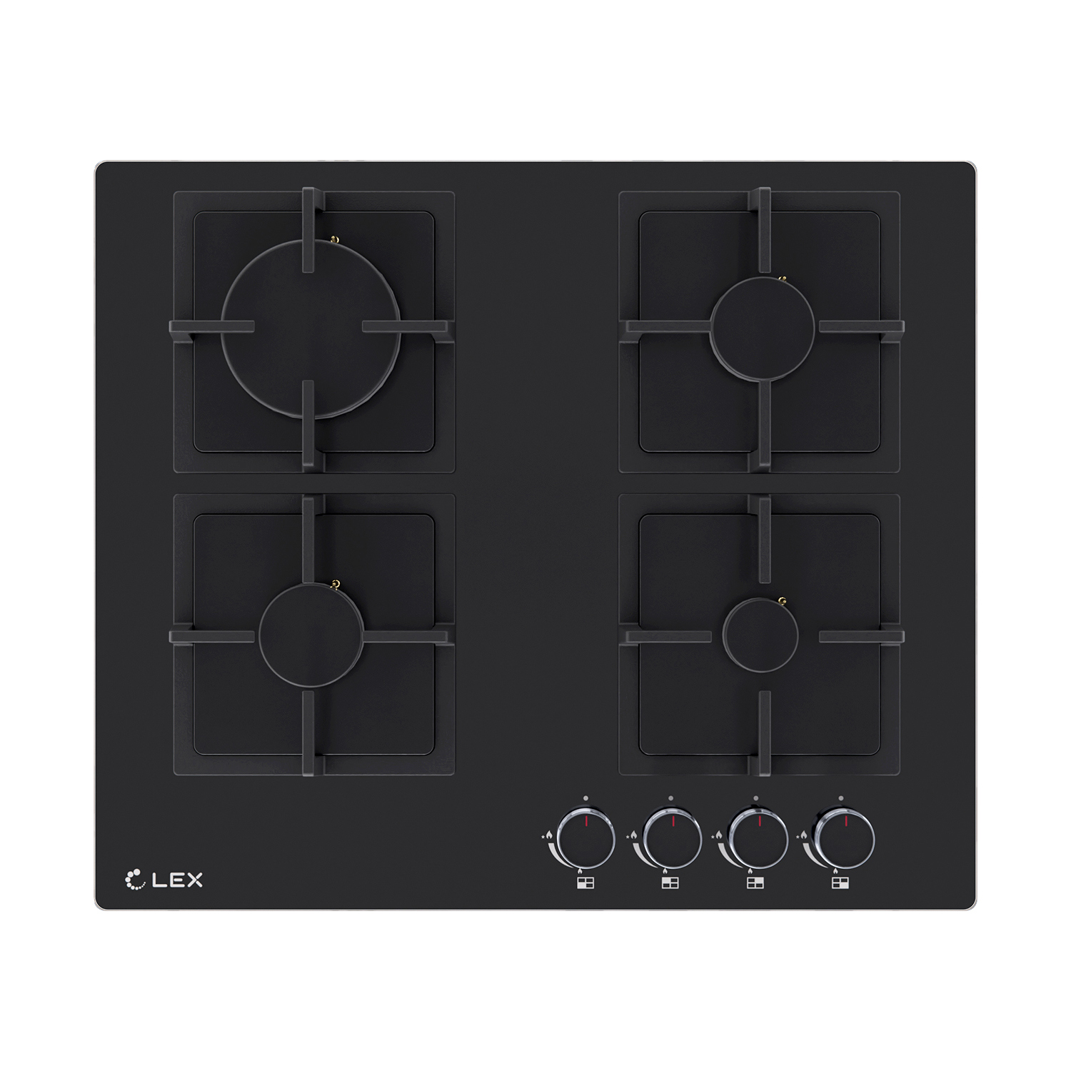 Изображение товара Газовая варочная панель Lex GVG 644A BBL 4 конфорки черный стекло автоматический электроподжиг