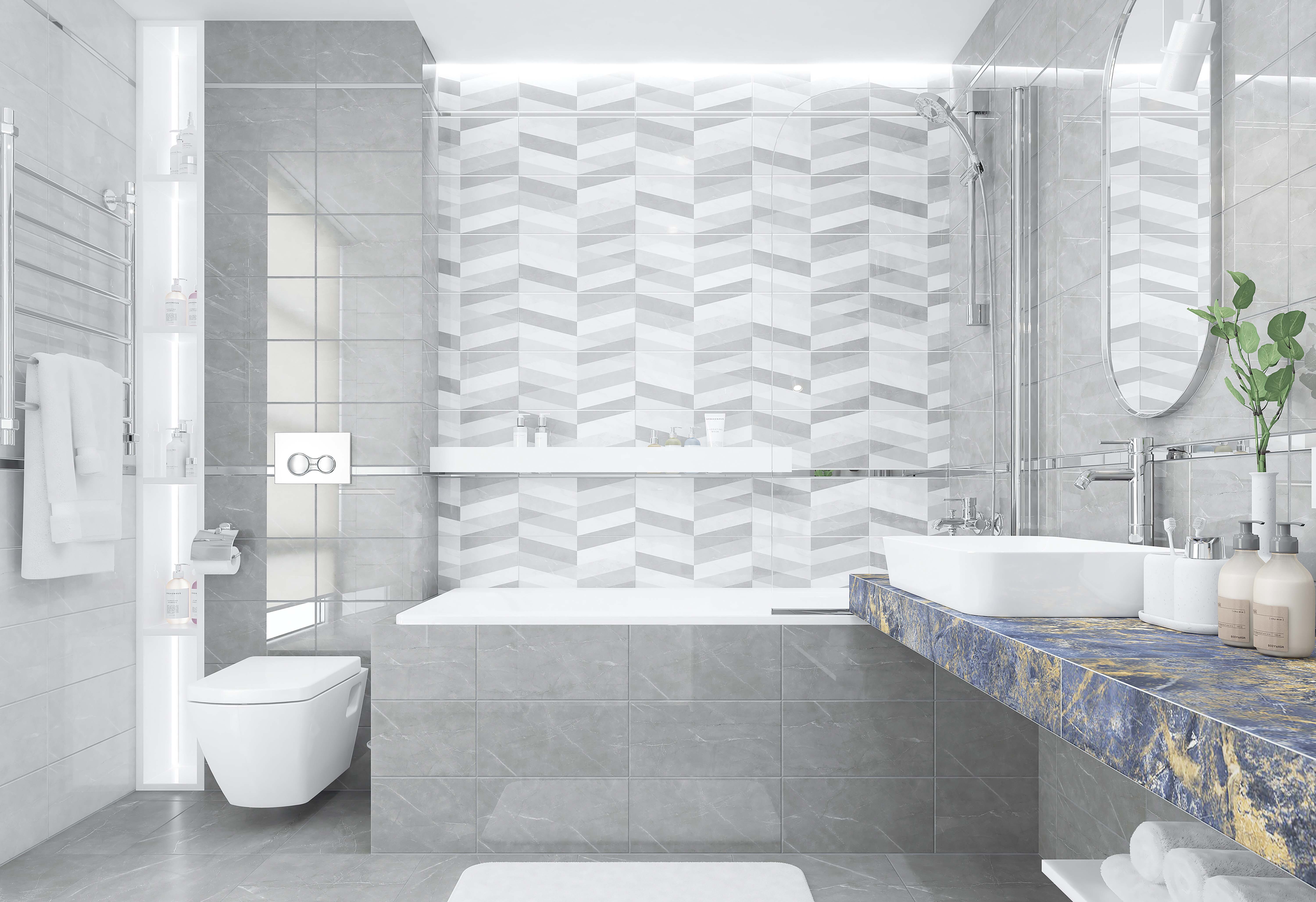 Изображение товара Керамическая настенная плитка Laparet Savoy серый 40x20 см