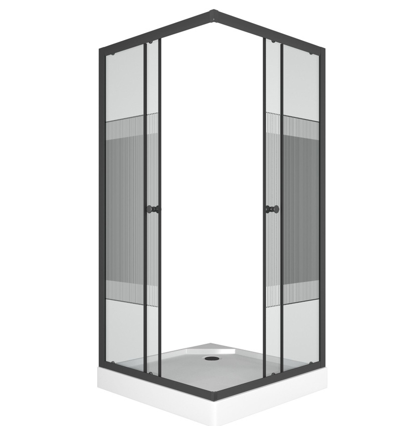 Изображение товара Душевой уголок Bauedge Ty0049 квадрат с поддоном 80x80см профиль хромированный эффект стекла прозрачный