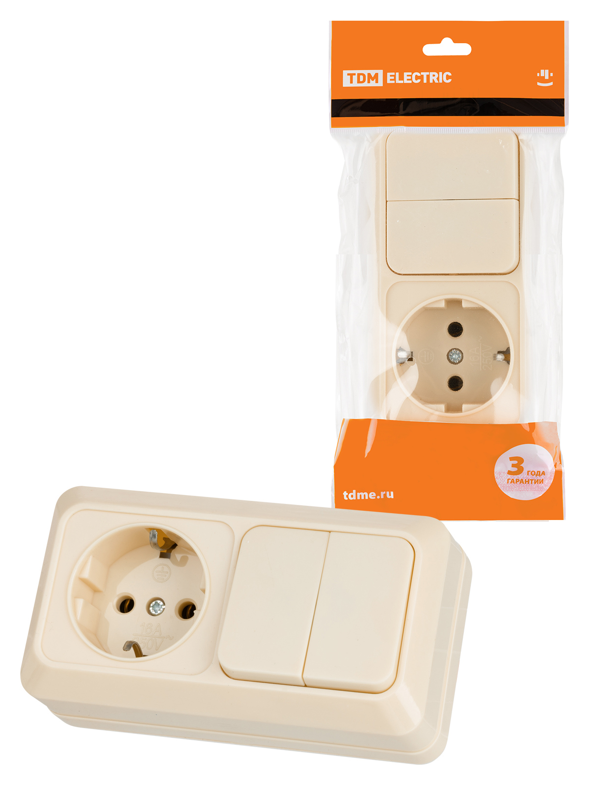 Изображение товара ТДМ Электрик Ладога SQ1801-0202 — 2х клавишная накладная розетка IP54