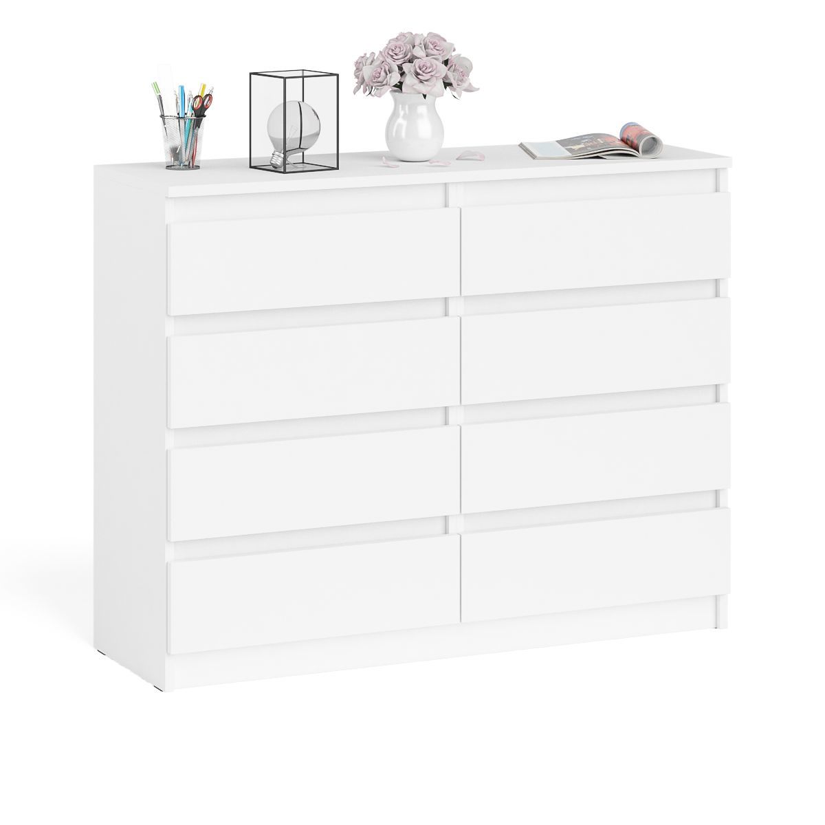 Изображение товара Комод СВК Мори мк1200.8 8 ящиков 1025903 120x41x94 см ЛДСП цвет белый