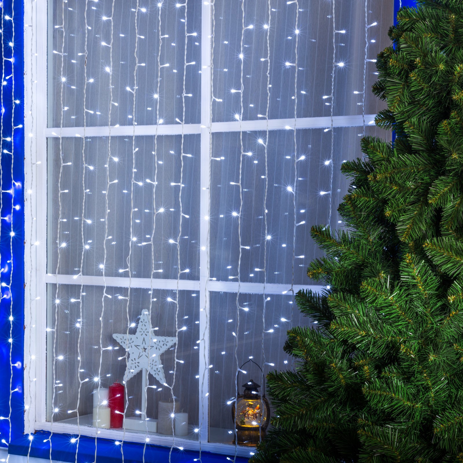 Изображение товара Электрогирлянда занавес 2x2 м из 760 LED холодный белый с IP44