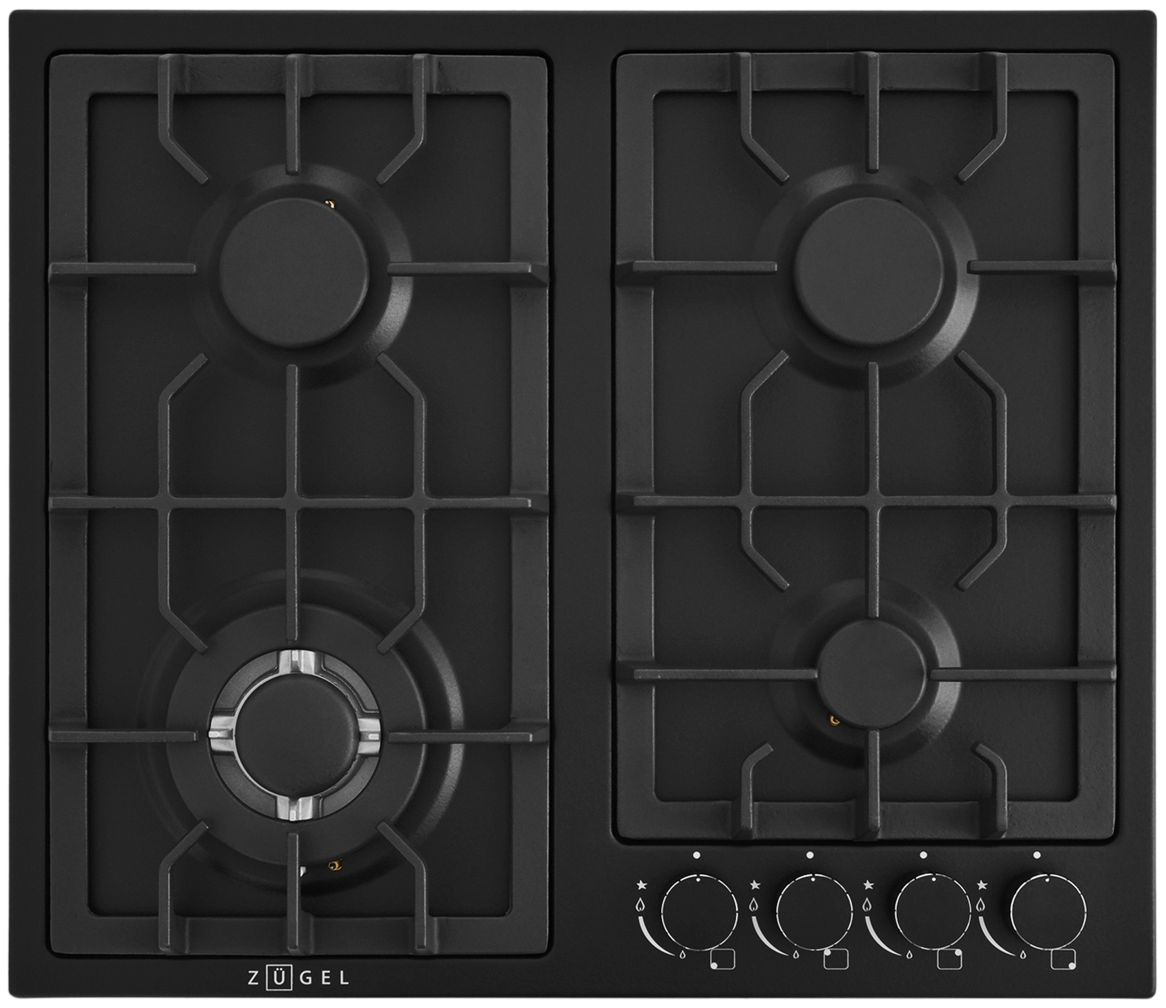 Изображение товара Газовая варочная панель Zugel ZGH600B 58 см 4 конфорки черный