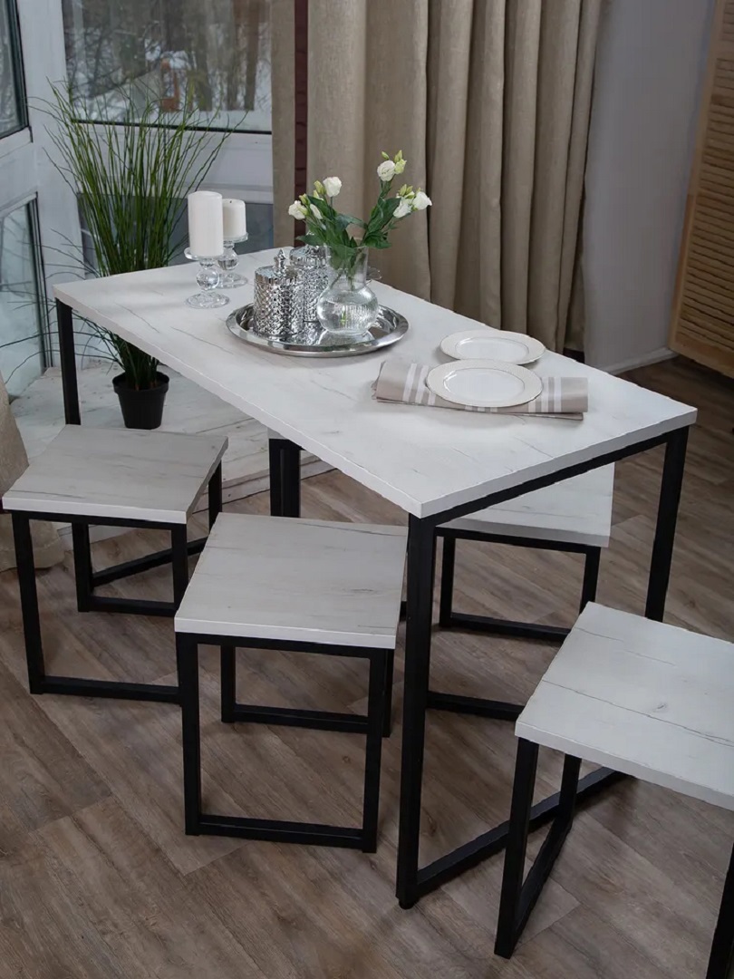 Изображение товара Деревянный обеденный стол в стиле Лофт 120x60 см Белый дуб Дeko loft DL-867298