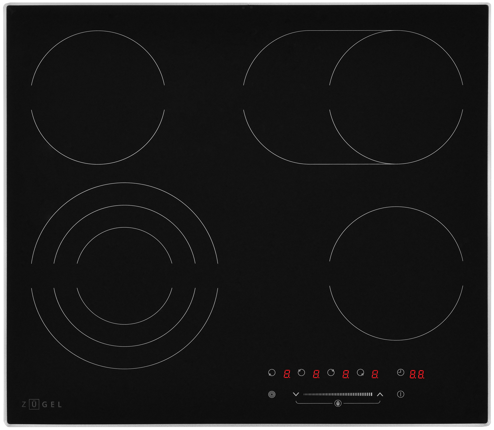 Изображение товара Электрическая варочная панель Zugel ZEH603FB, черная 59 см 4 конфорки цвет черный