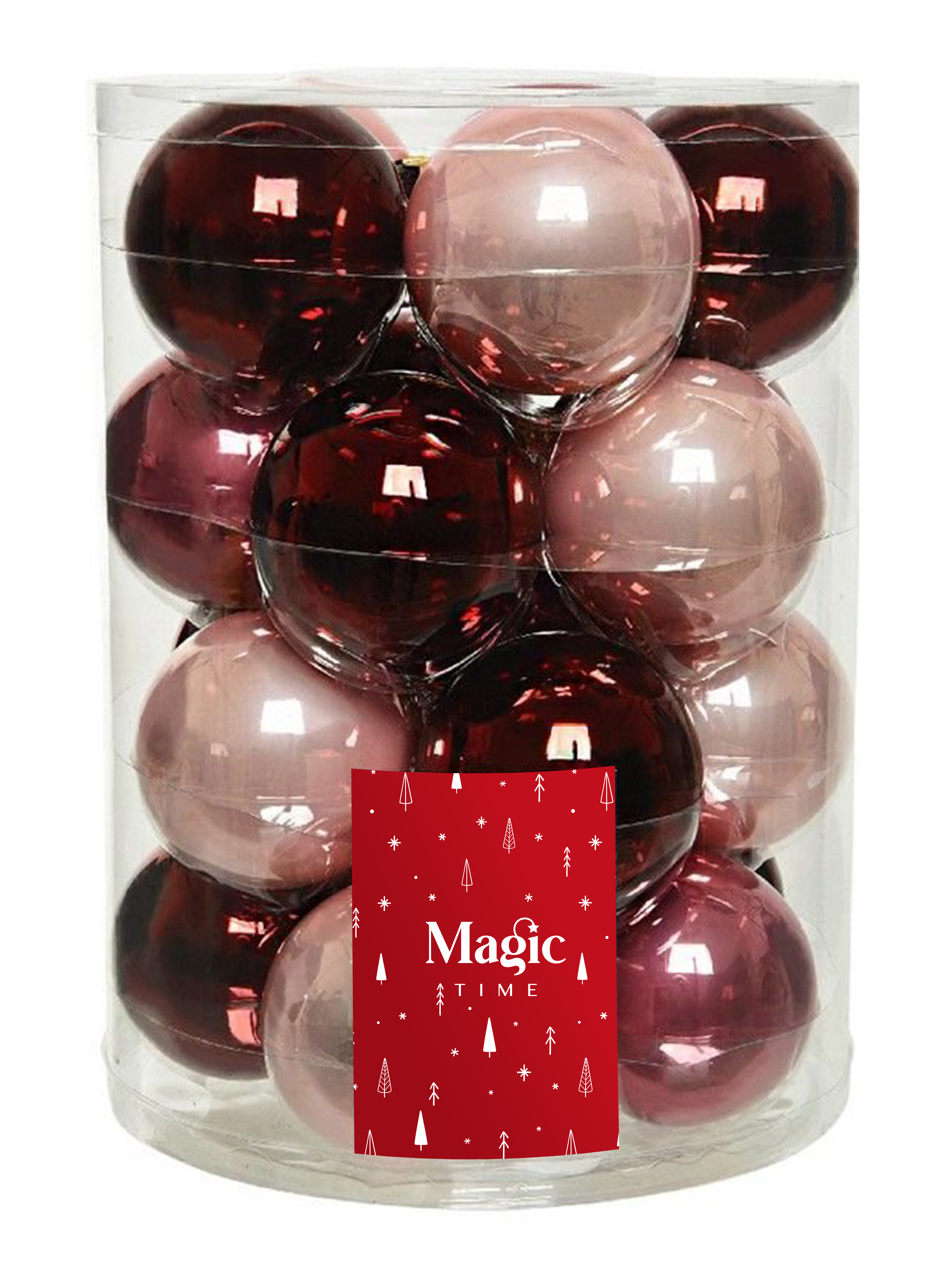 Изображение товара Набор елочных игрушек Magic time 92671 6 см x 6 см розовый 20 шт