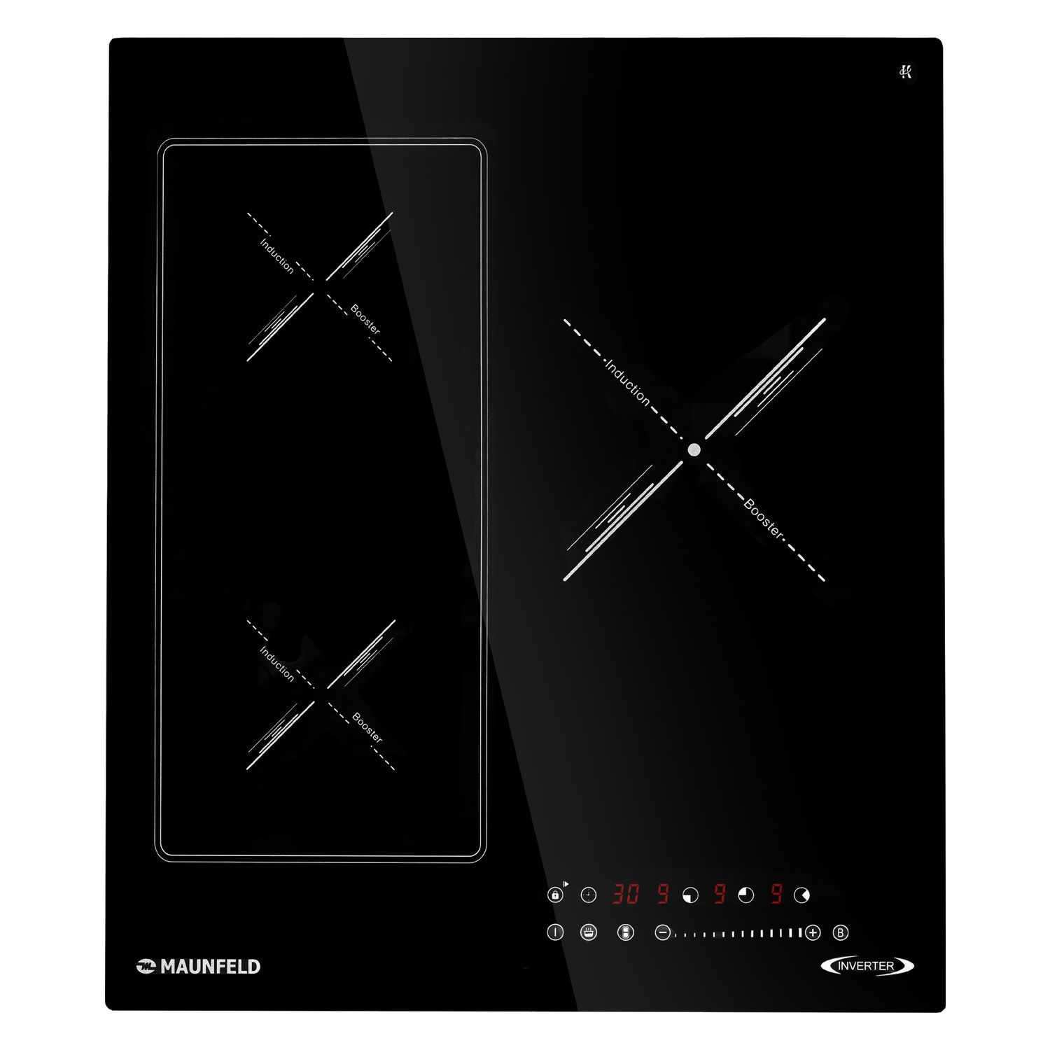 Изображение товара Индукционная варочная панель Maunfeld CVI453SBBKA Inverter 45 см 3 конфорки цвет черный