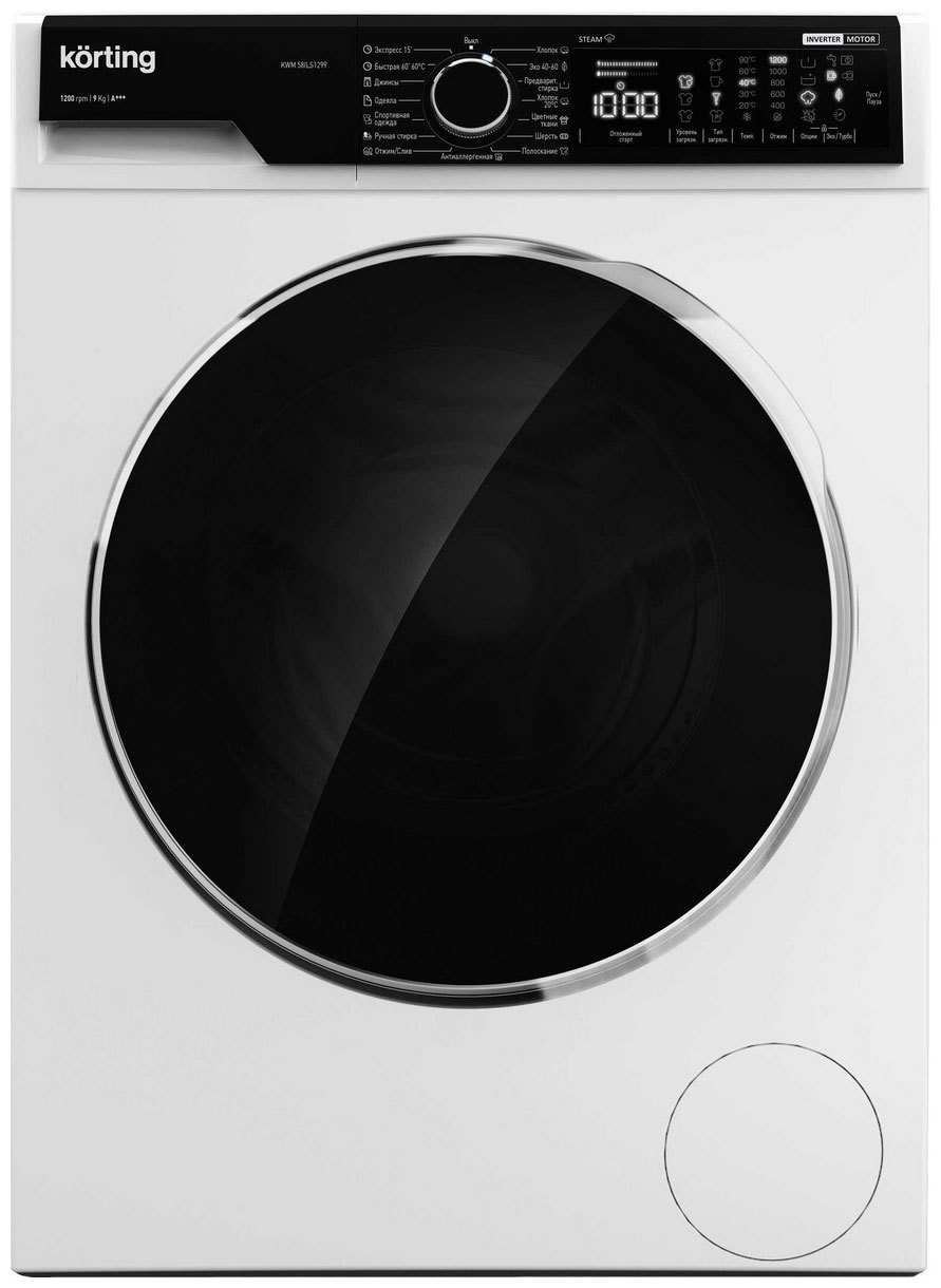 Изображение товара Стиральная машина Korting Kwm 58Ils1299 59.70x84.50x58.20 см 9 кг цвет белый