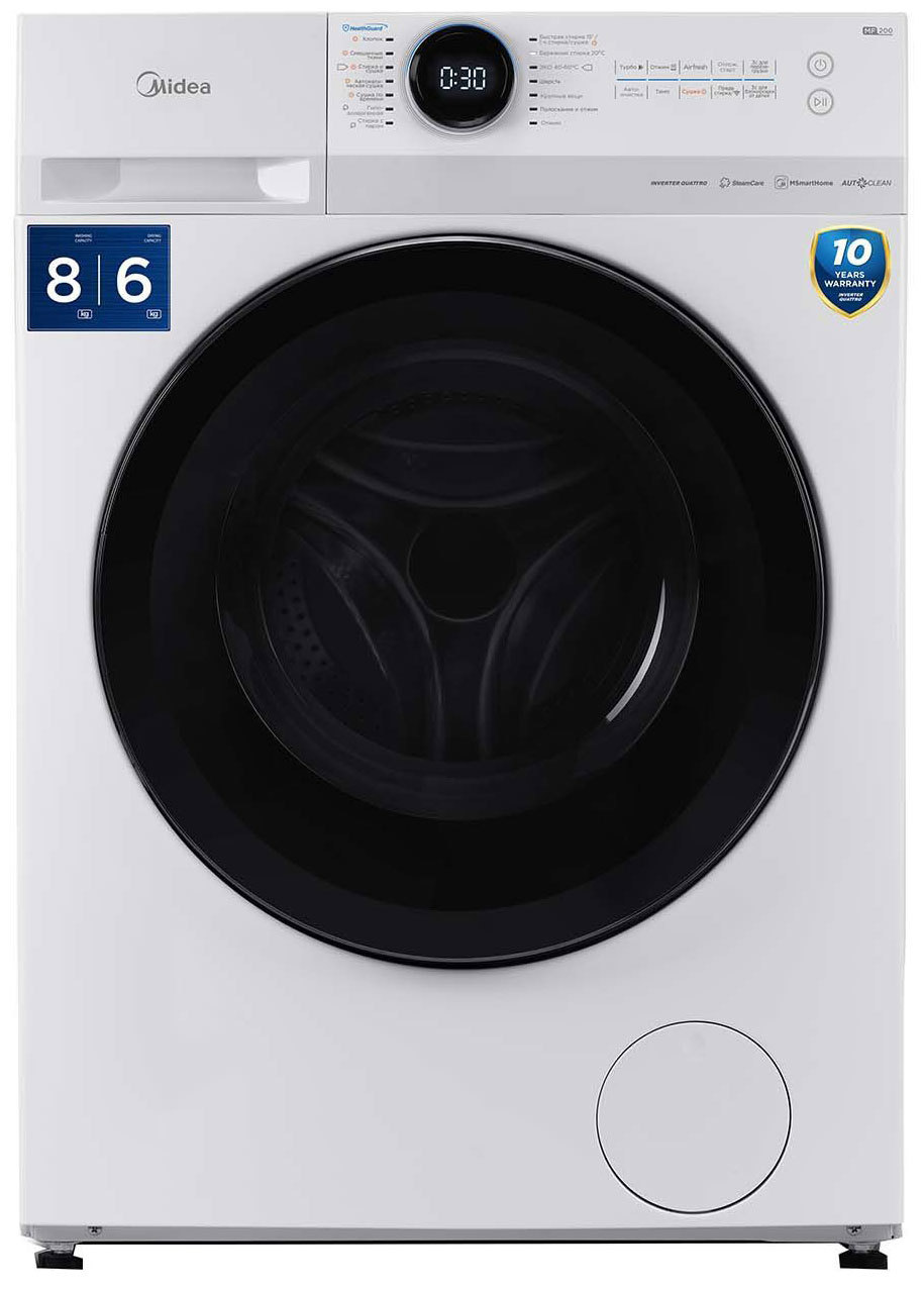Изображение товара Стиральная машина с сушкой Midea Mf200d80wbsw-ru 8 кг 6 кг Wi-Fi