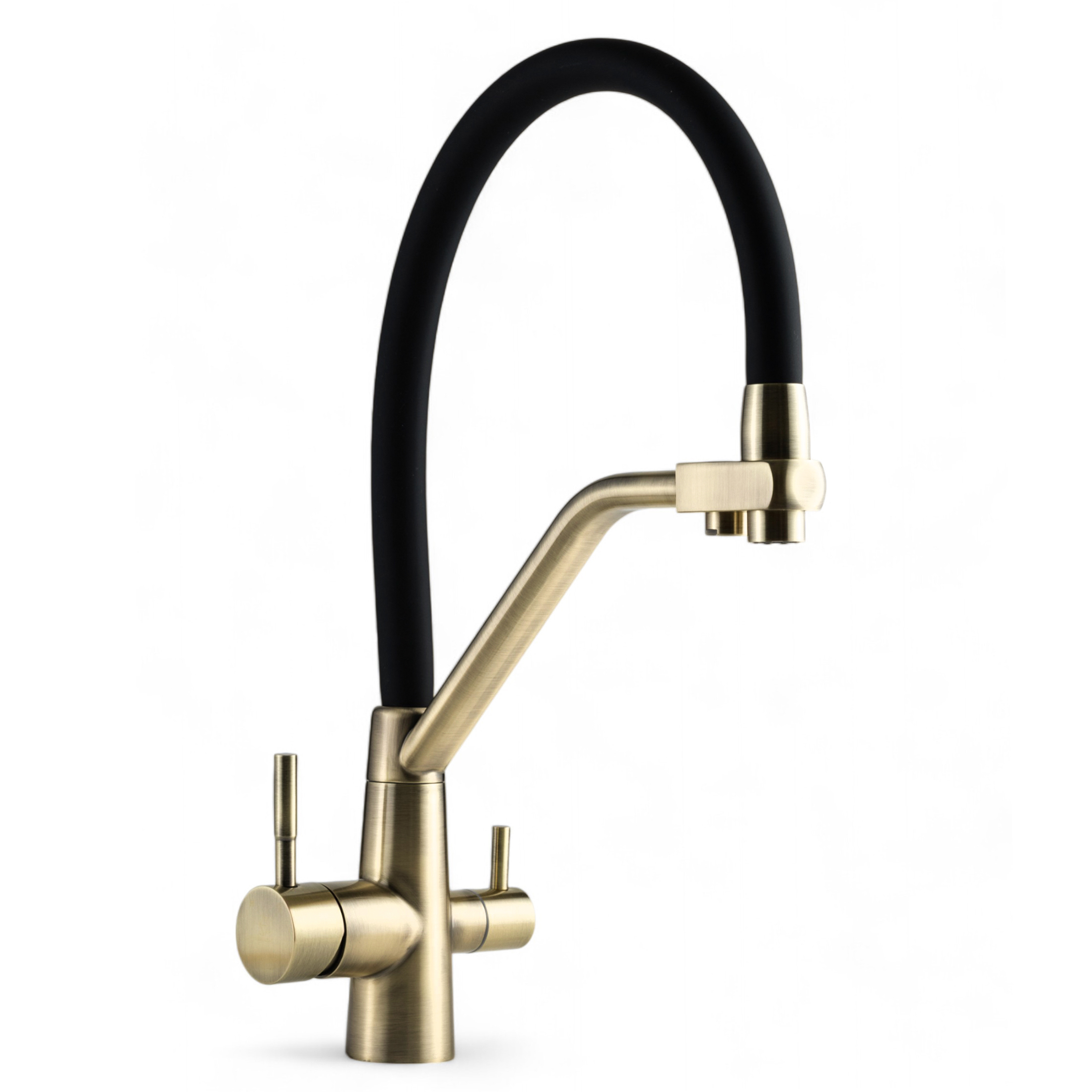 Изображение товара Смеситель для кухни Wasser zimmer Zm-3010B с фильтром для питьевой воды гибкий излив 23 см цвет бронза/черный