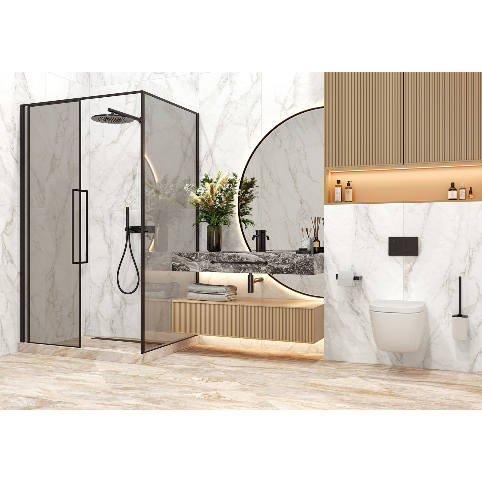 Изображение товара Керамогранит глазурованный LCM Calacatta Luna 60x120 см 1.44 м2 белый матовый