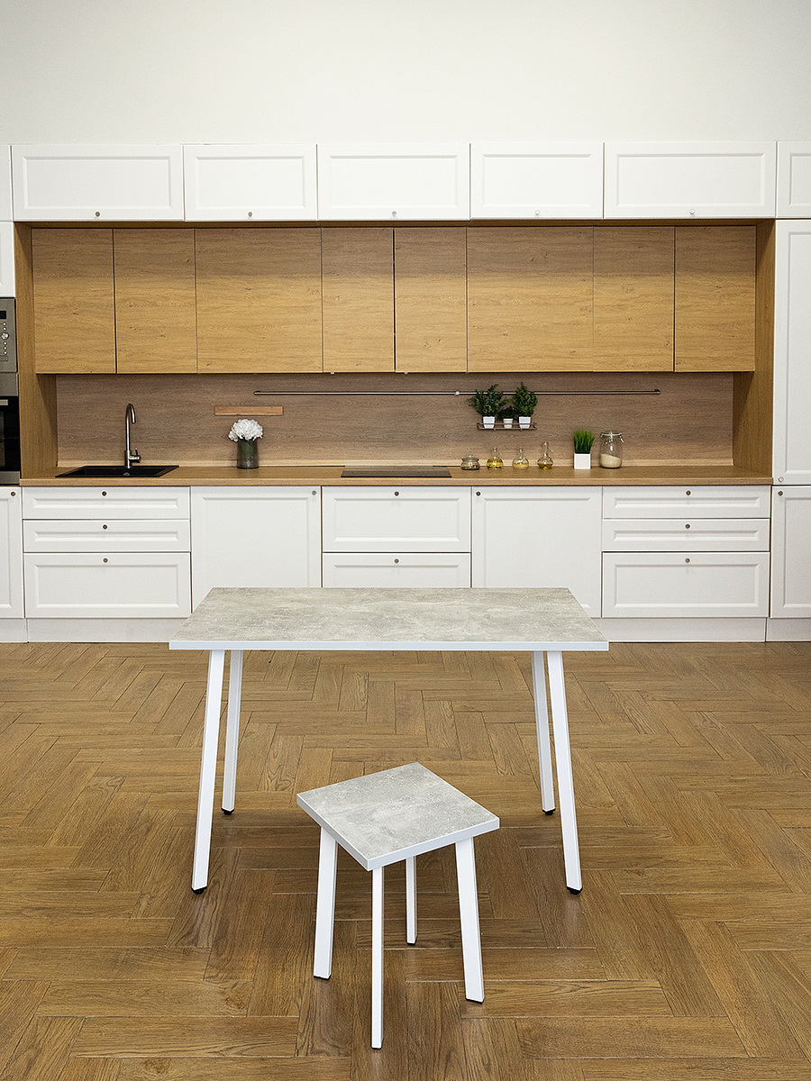 Изображение товара Обеденный стол Simple Table 90х55см светлый с белыми ножками, стиль Лофт
