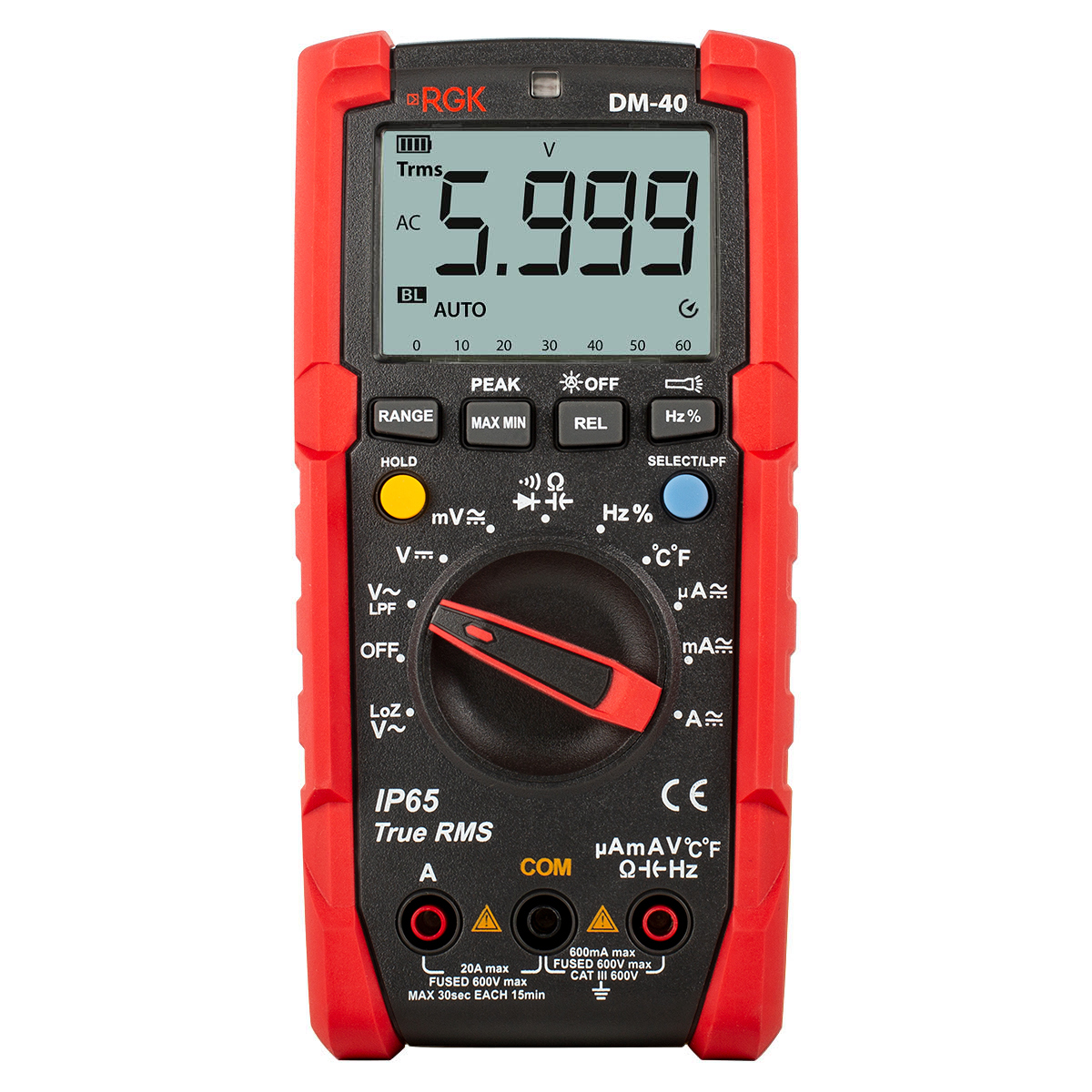 Изображение товара Цифровой мультиметр RGK DM-40 профессиональный True RMS с защитой IP65