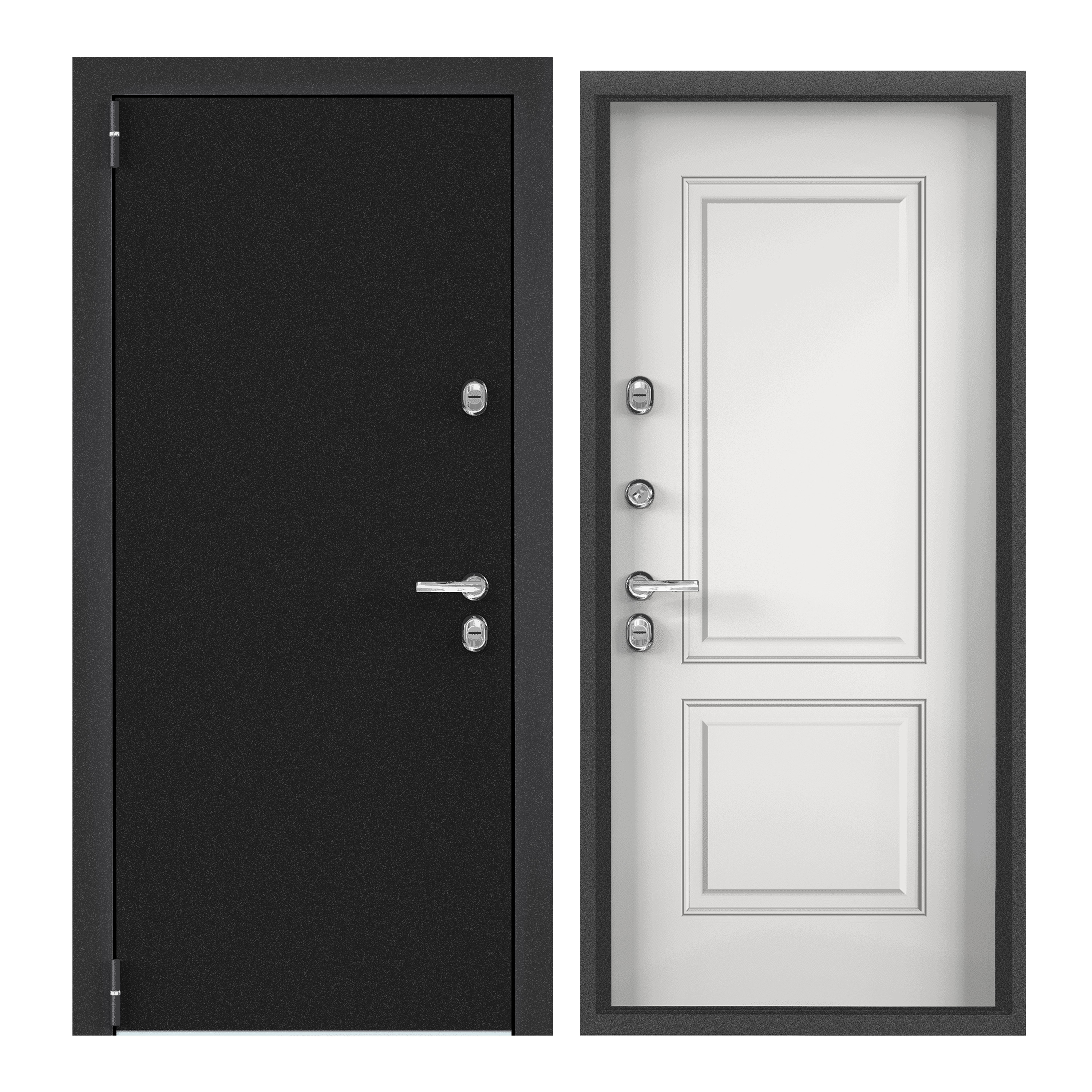 Изображение товара Входная дверь Torex Village advanced левый 205x88см цвет темно-серый букле графит/белый