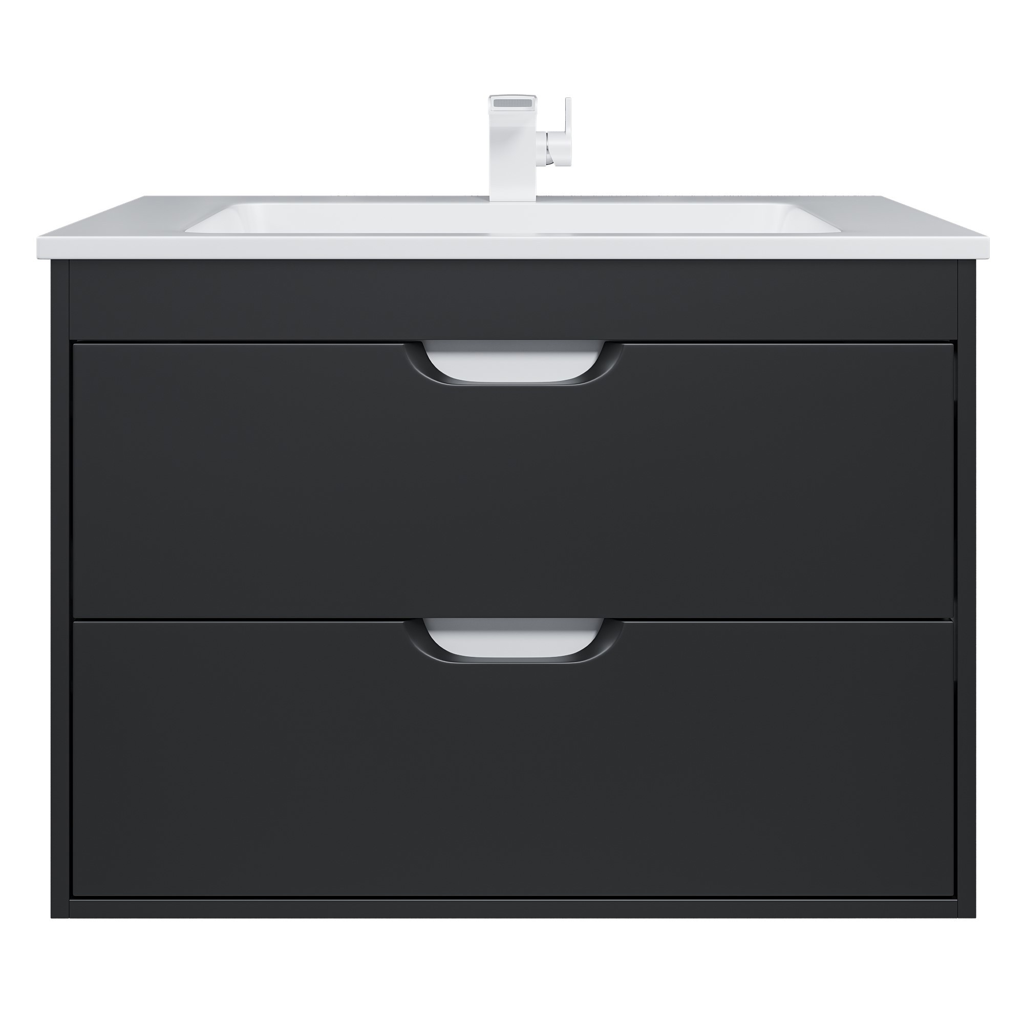 Изображение товара Подвесная тумба с раковиной Uperwood Modul 77x45 см черная матовая белая и черная глянец