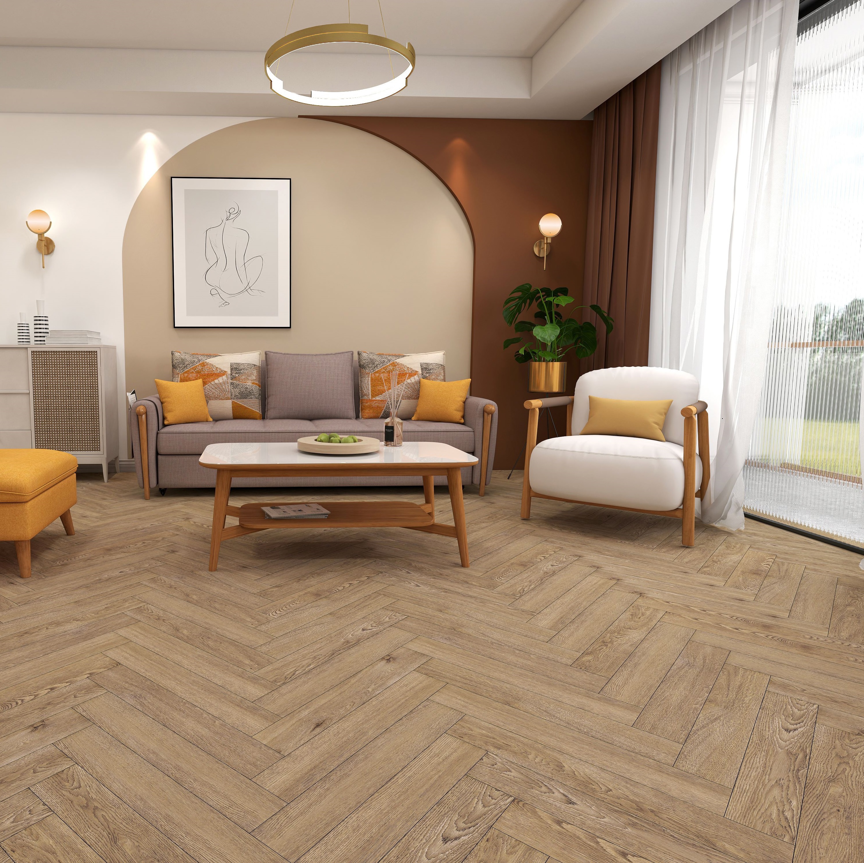 Изображение товара Ламинат Icon Oak Cognac 33 класс 8 мм укладка елочкой водостойкий