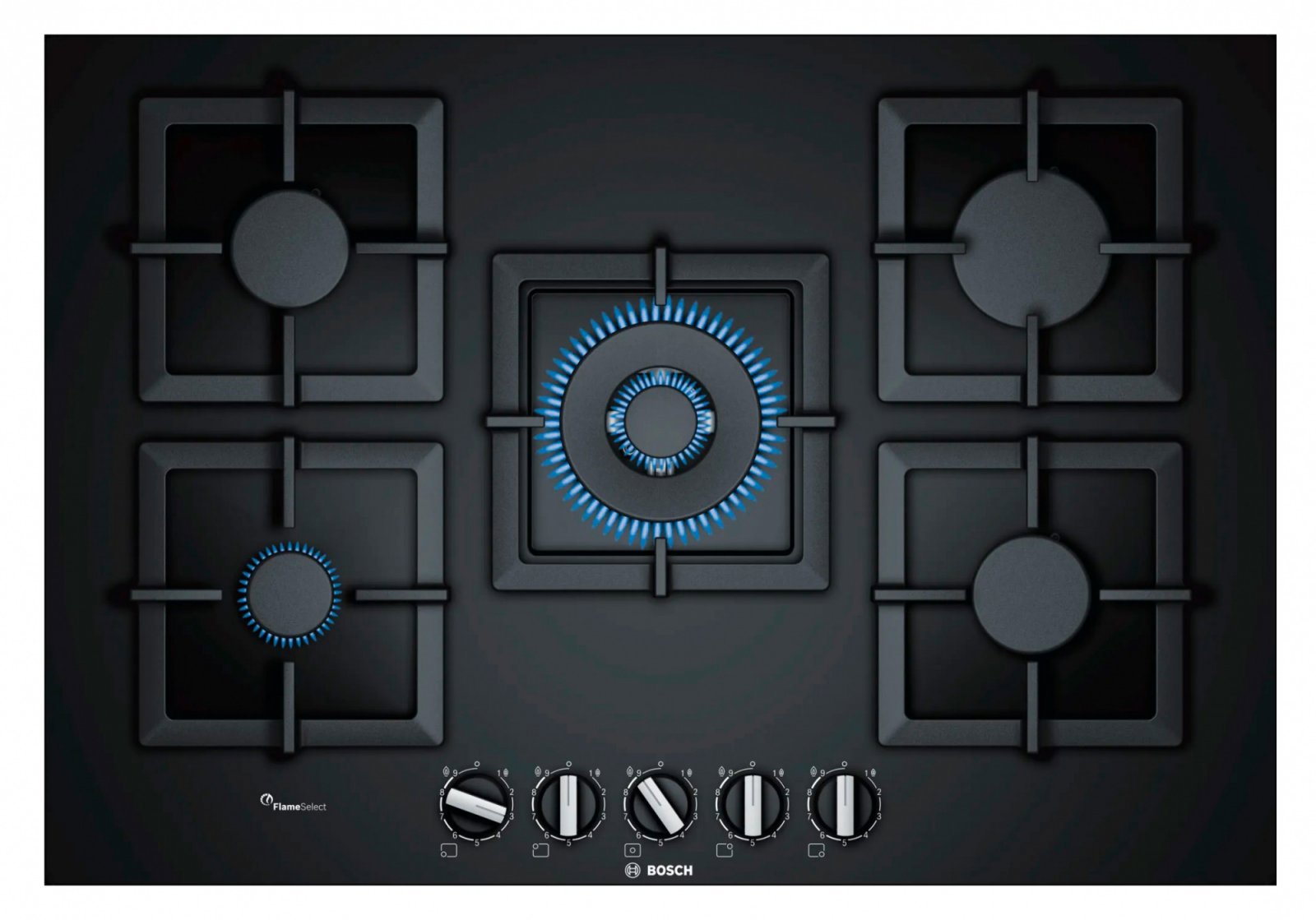 Изображение товара Газовая варочная панель Bosch Ppq7A6B20 75.20 см 5 конфорок цвет черный
