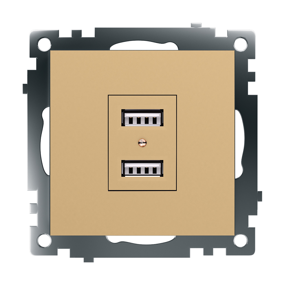 Изображение товара Розетка USB двойная встраиваемая Stekker Катрин 49229 золото, IP20, 2 гнезда