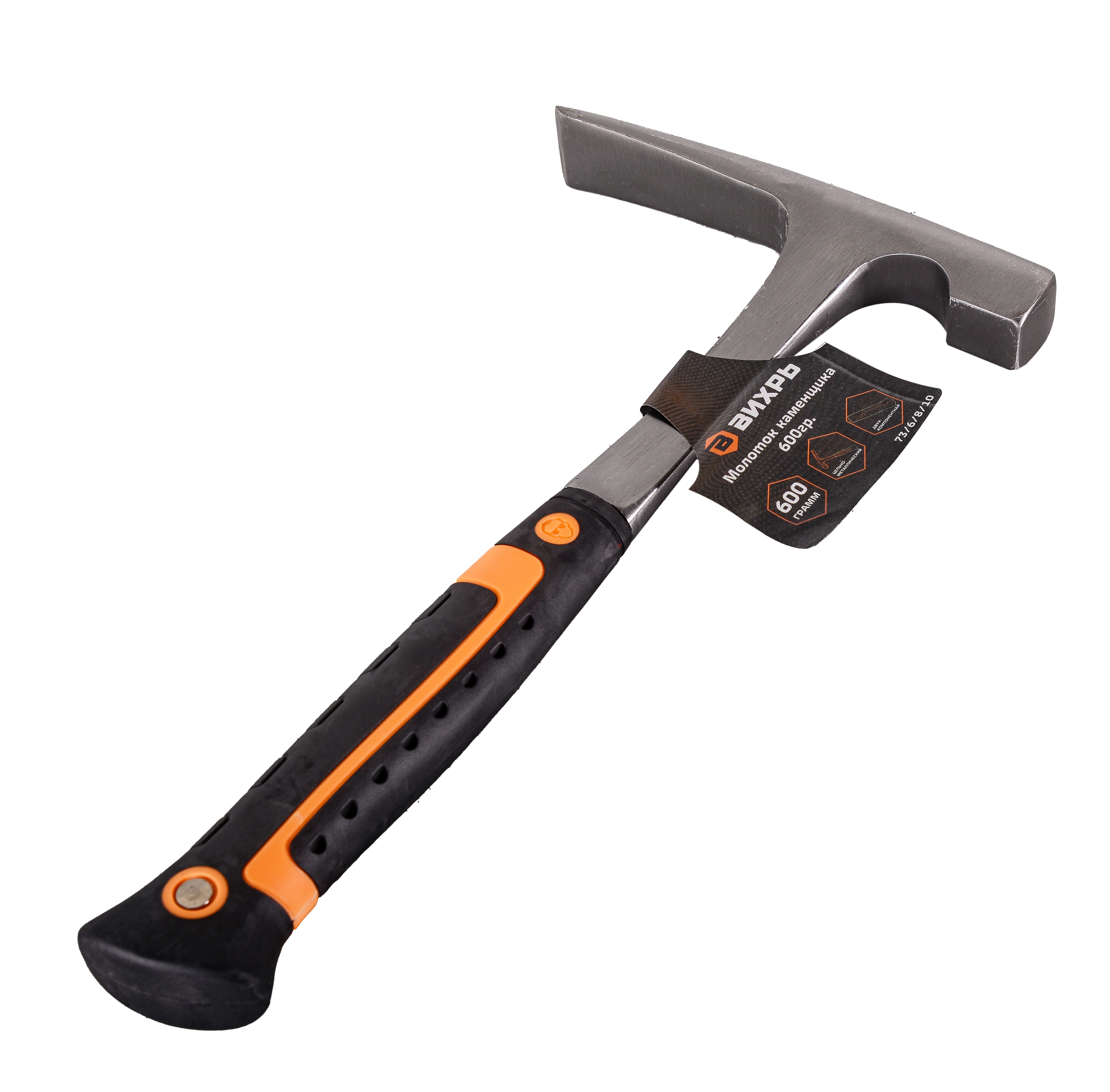 Изображение товара Молоток каменщика Вихрь 73/6/8/10 двухкомпонентная рукоятка 600 г