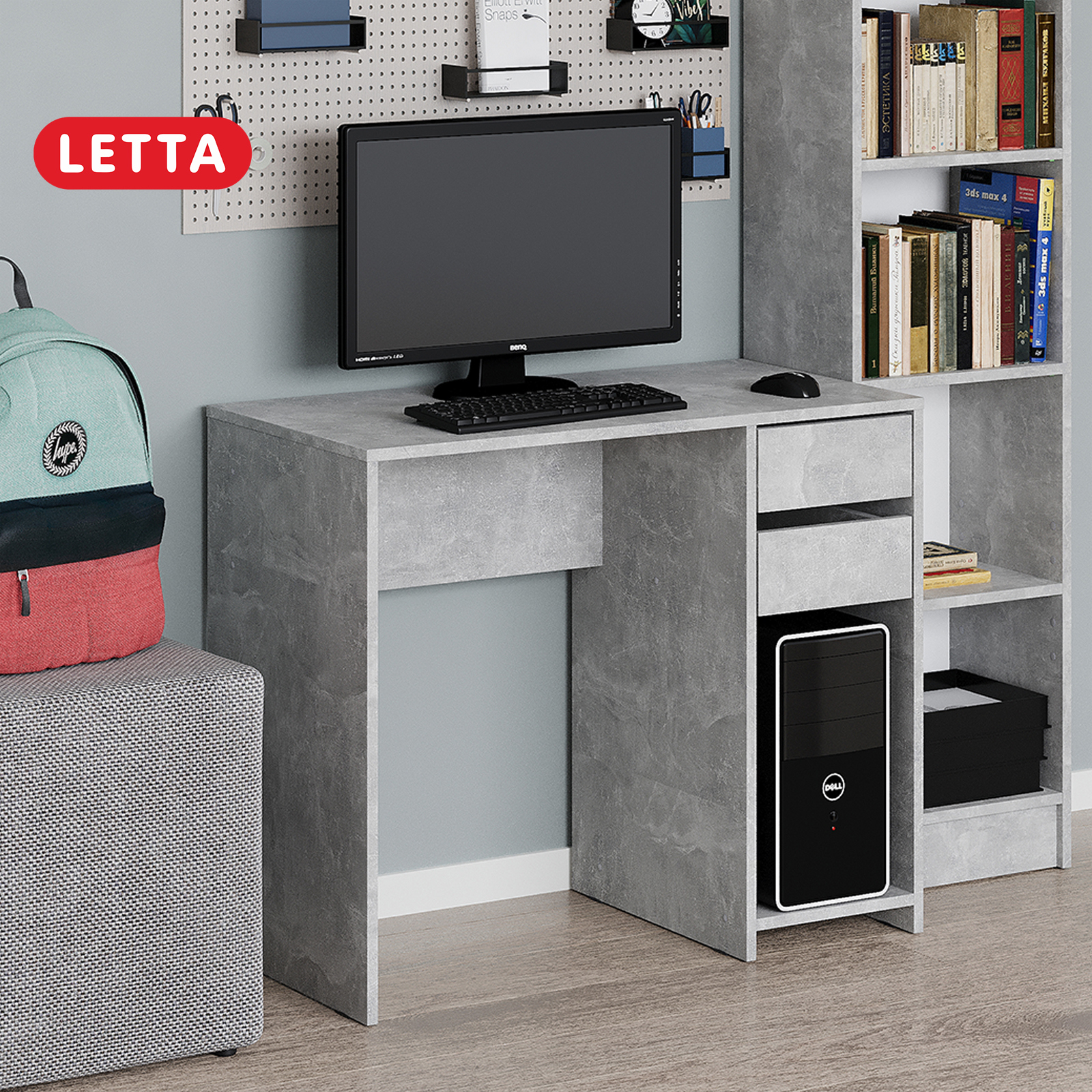 Изображение товара Офисный стол Letta L2496.20/01 90x75x45 см ЛДСП цвет цемент