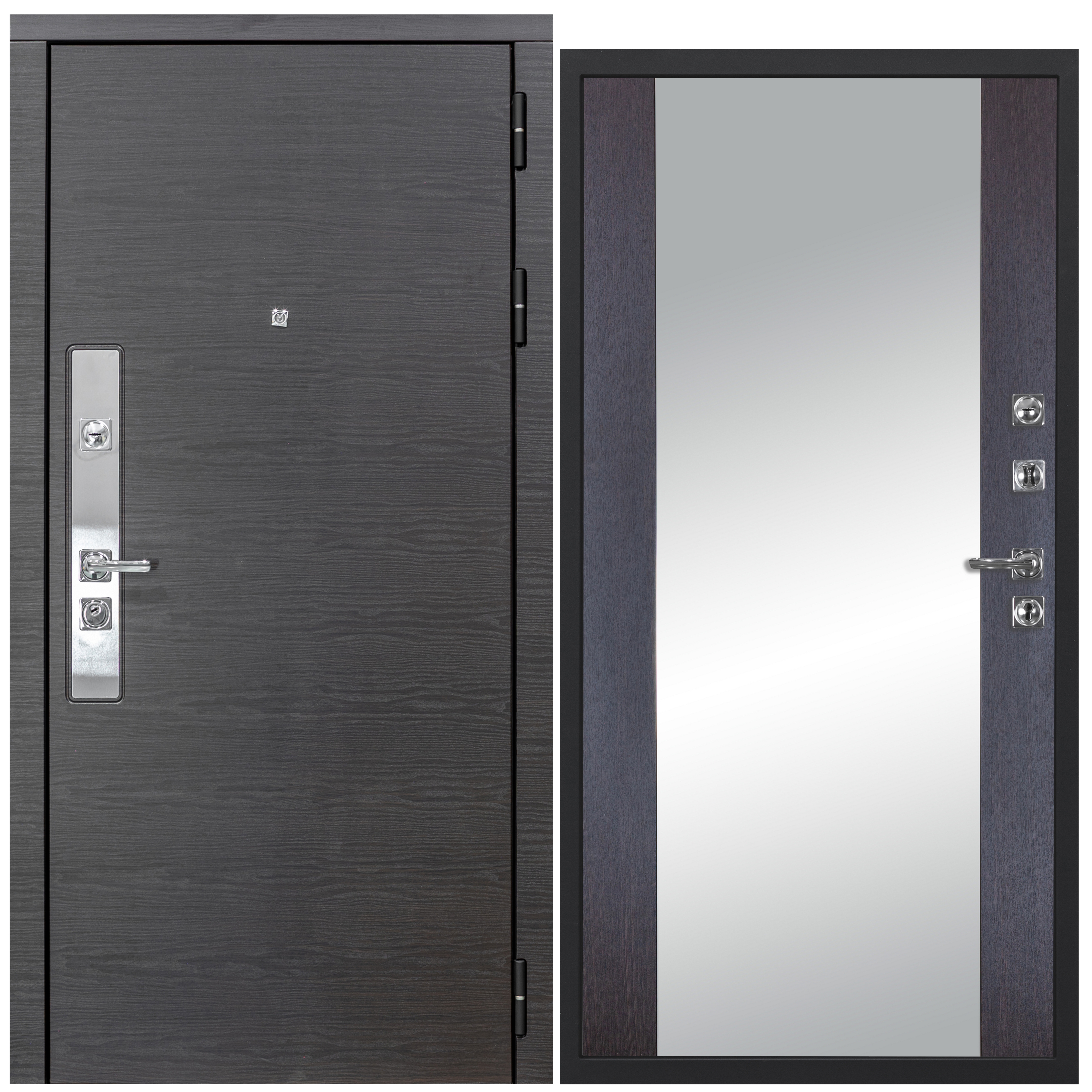 Изображение товара Входная дверь Diva STR МХ-39 205x86см правый цвет Д15 венге/венге с зеркалом