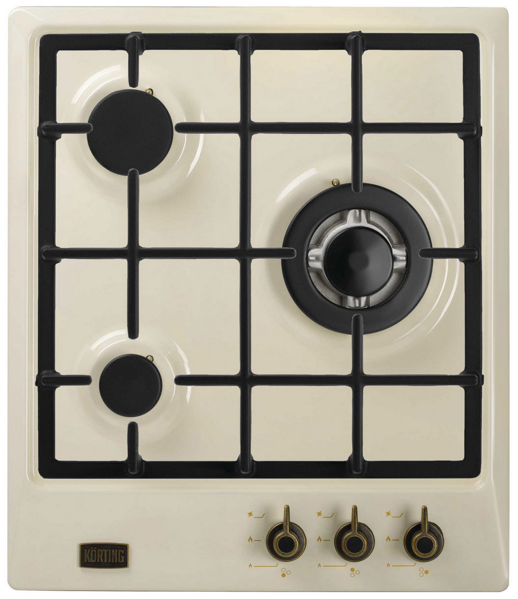 Изображение товара Газовая варочная панель Korting HG 465 CTRB 45 см 3 конфорки бежевый с автоматическим электроподжиг