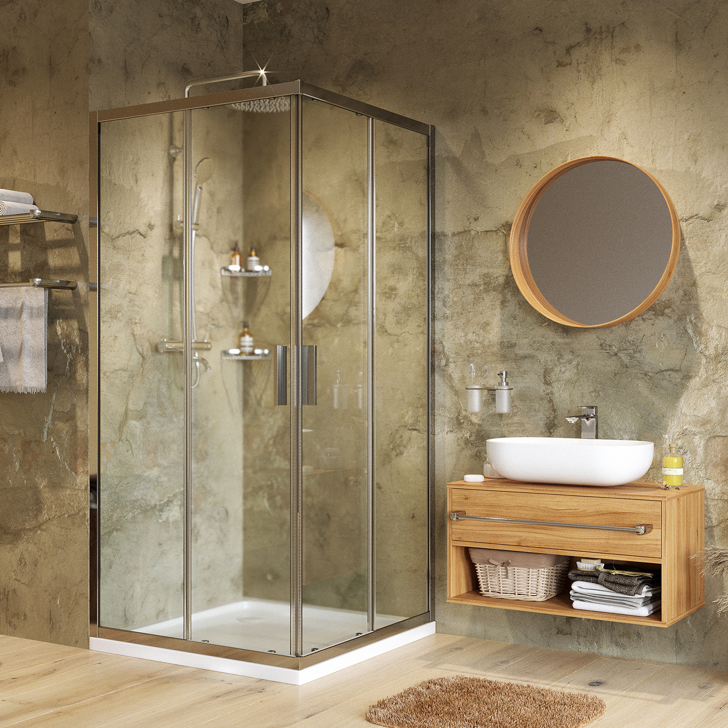 Изображение товара Душевой уголок WasserKRAFT Lippe 45S03 квадрат 90x90 см раздвижной стекло алюминий