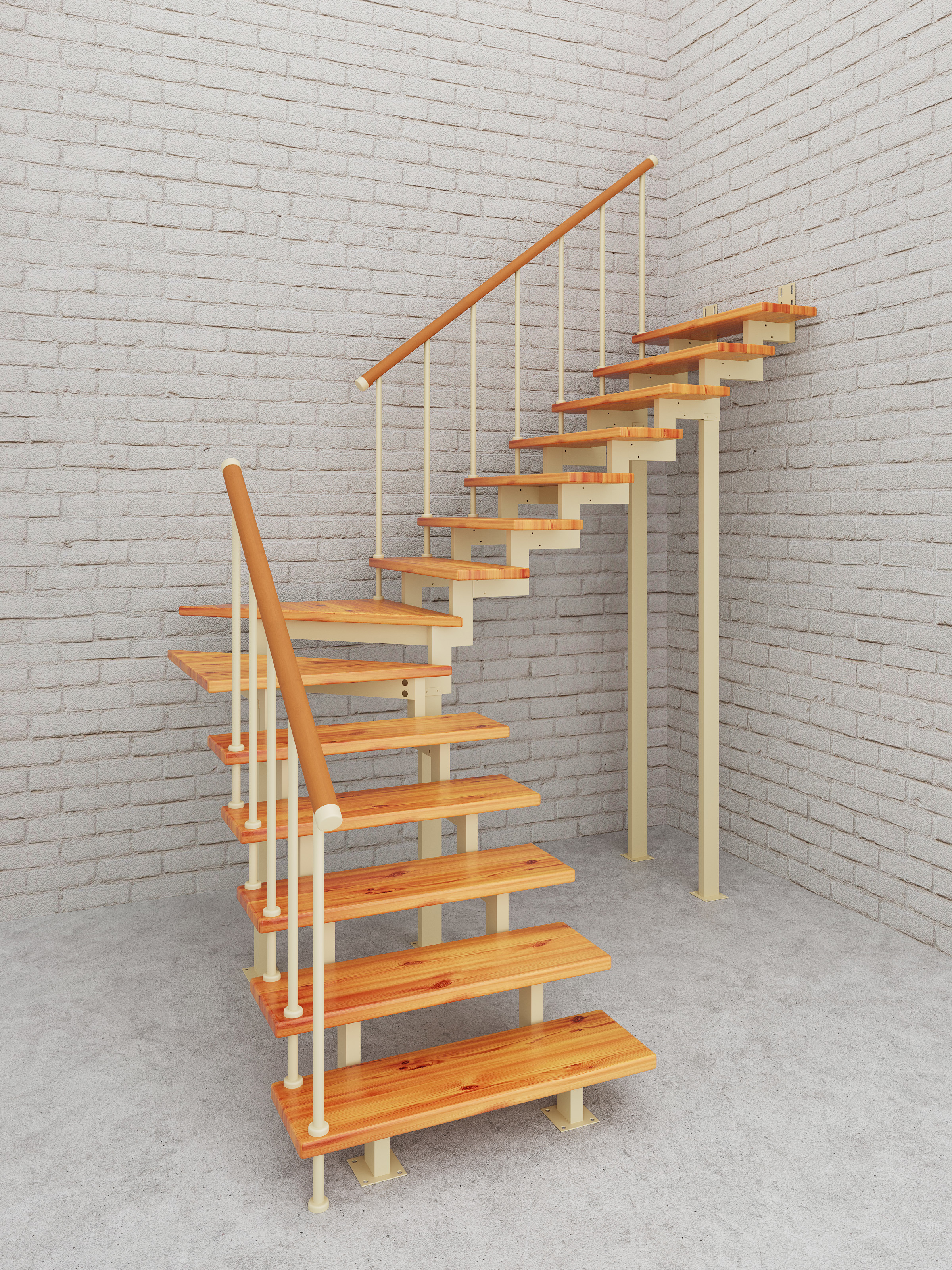 Изображение товара Модульная лестница Стамет Элегант Комфорт поворотный с угловыми 2850мм цвет серый