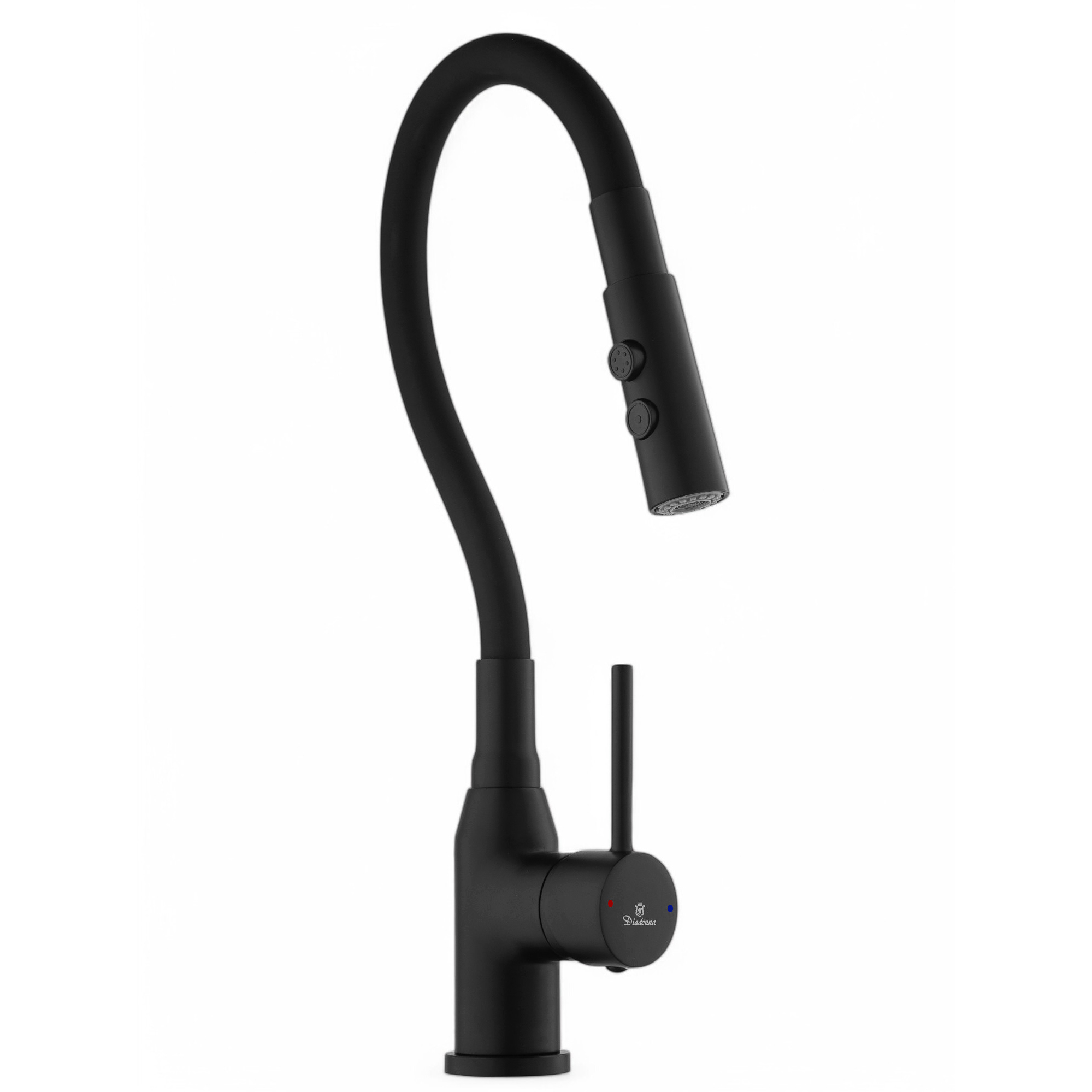 Изображение товара Смеситель для кухни Diadonna D46-0013BL черный матовый гибкий излив 10 см