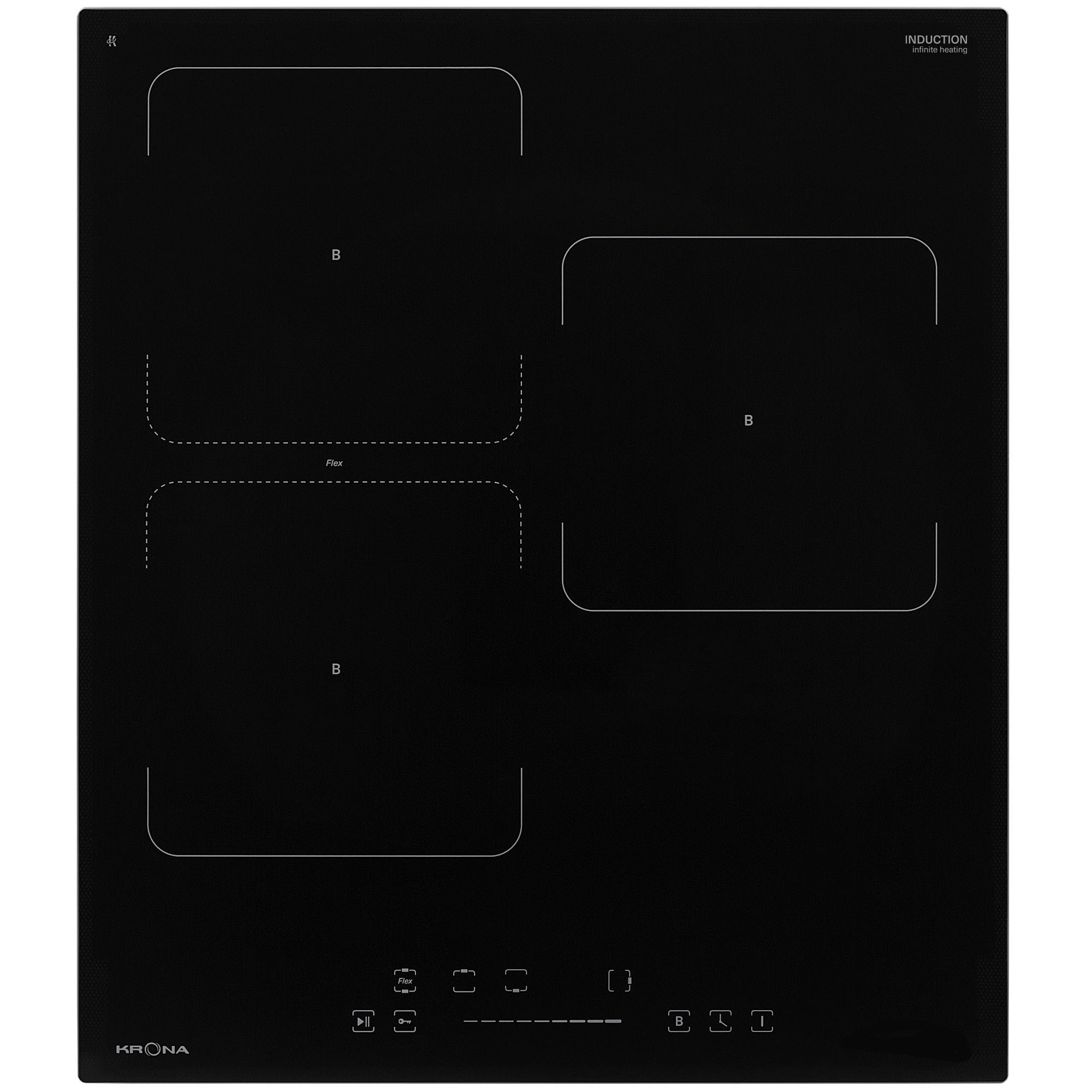 Изображение товара Электрическая варочная панель Krona ERDE 45 BL 3BFTS 45 см 3 конфорки цвет черный