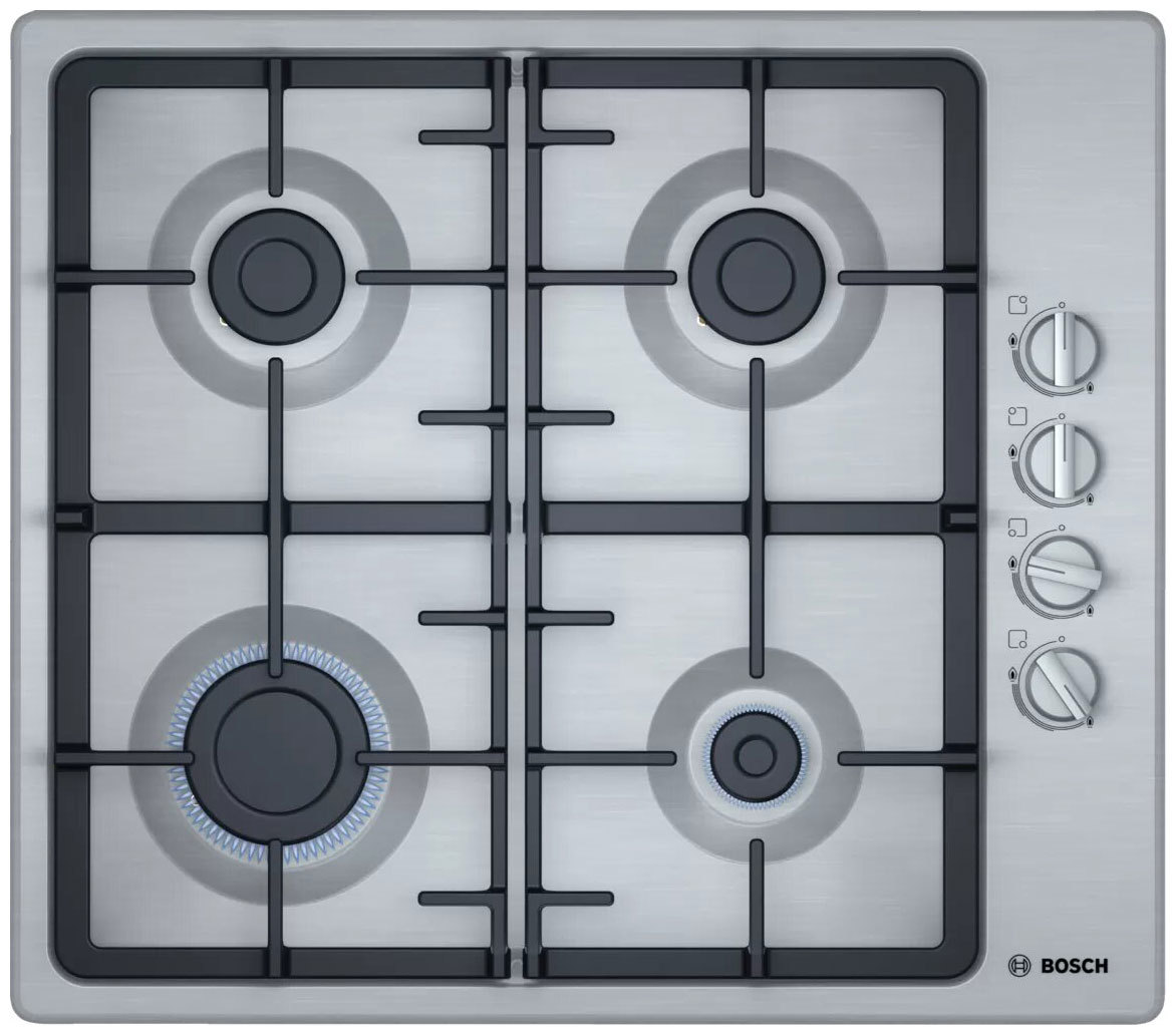 Изображение товара Газовая варочная панель Bosch Serie|2 PBP6C5B93R 58 см 4 конфорки цвет нержавеющая сталь