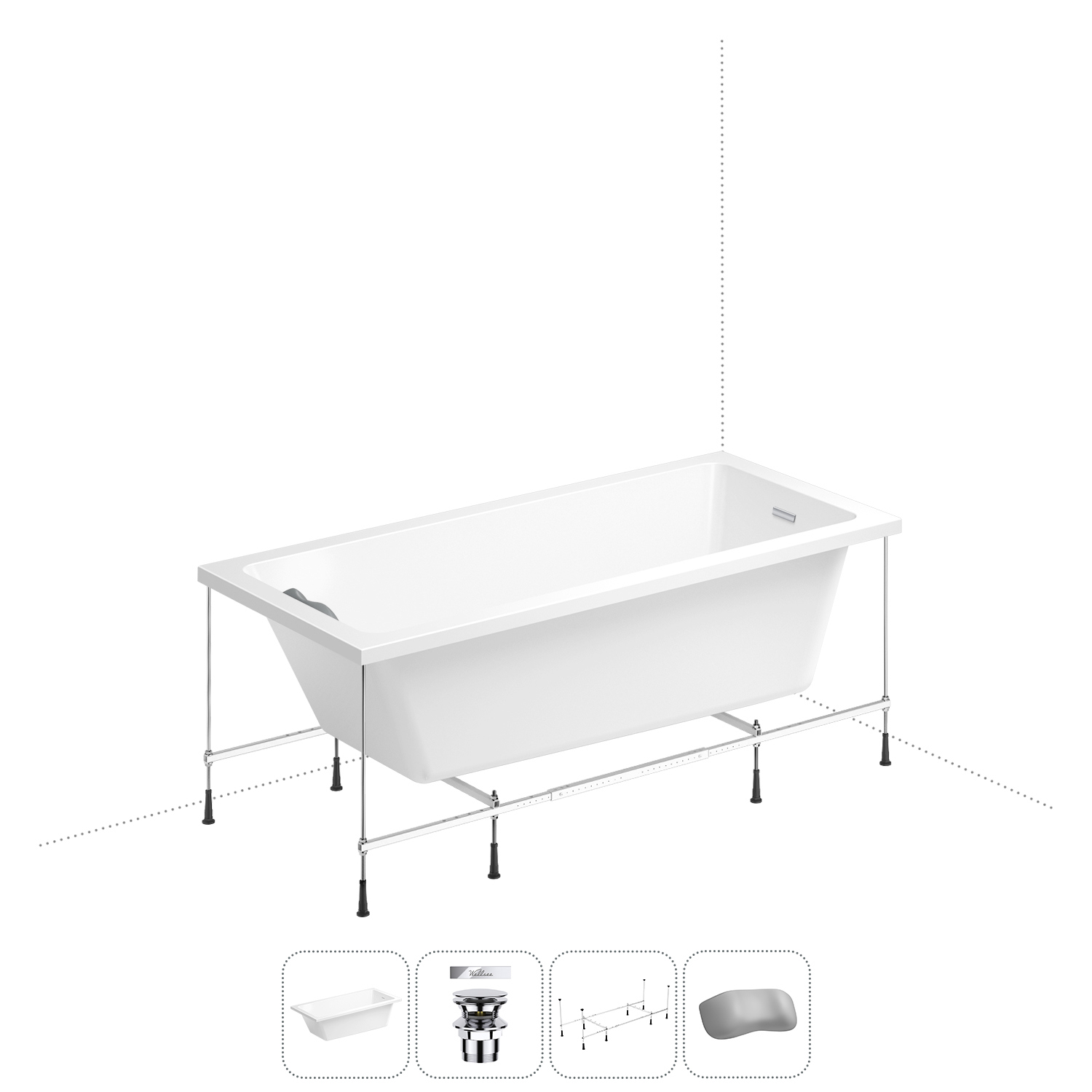 Изображение товара Прямоугольная ванна WELLSEE 20212782R акрил 165x80см