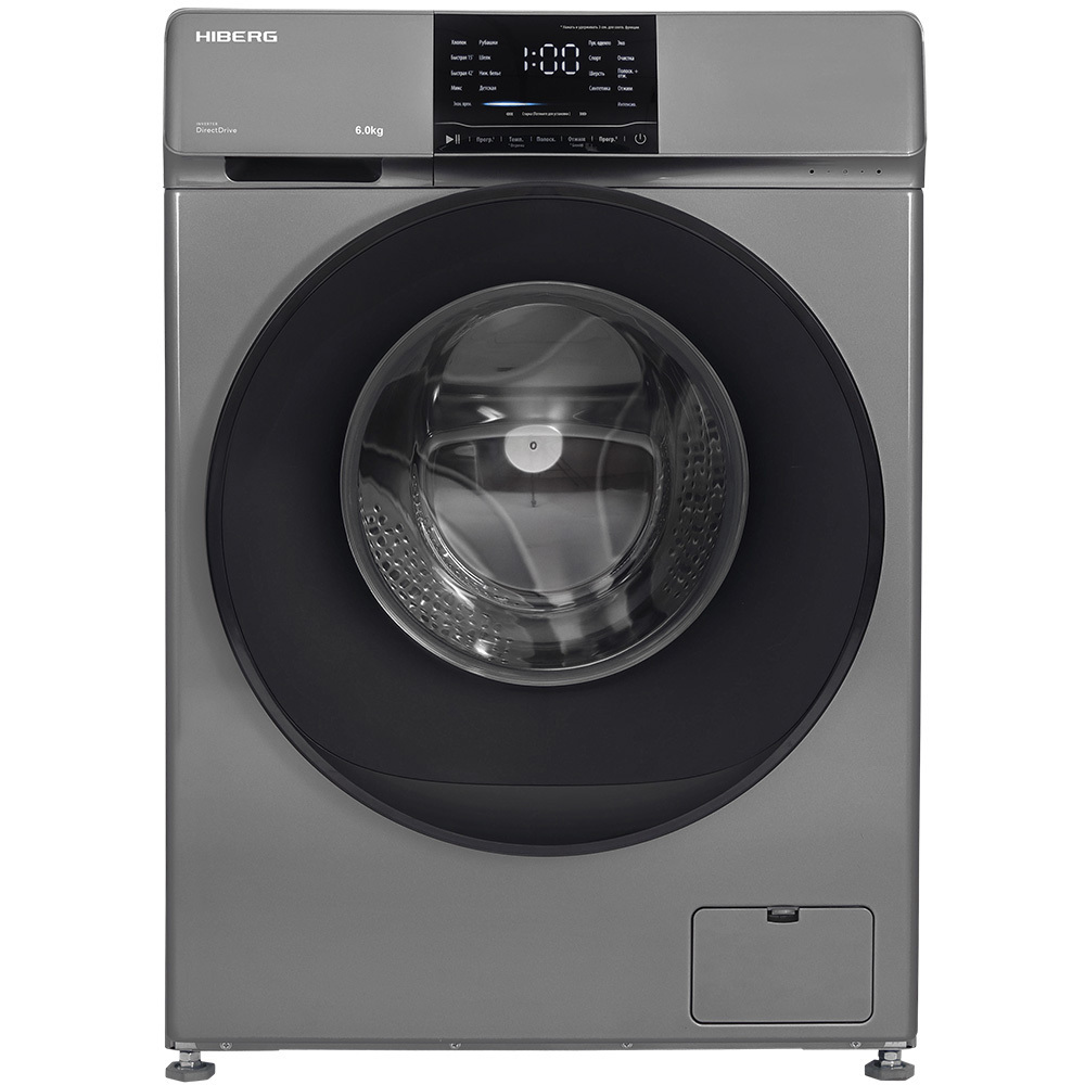 Изображение товара Стиральная машина Hiberg I-ddq6 6 кг 16 программ инверторная темно-серая