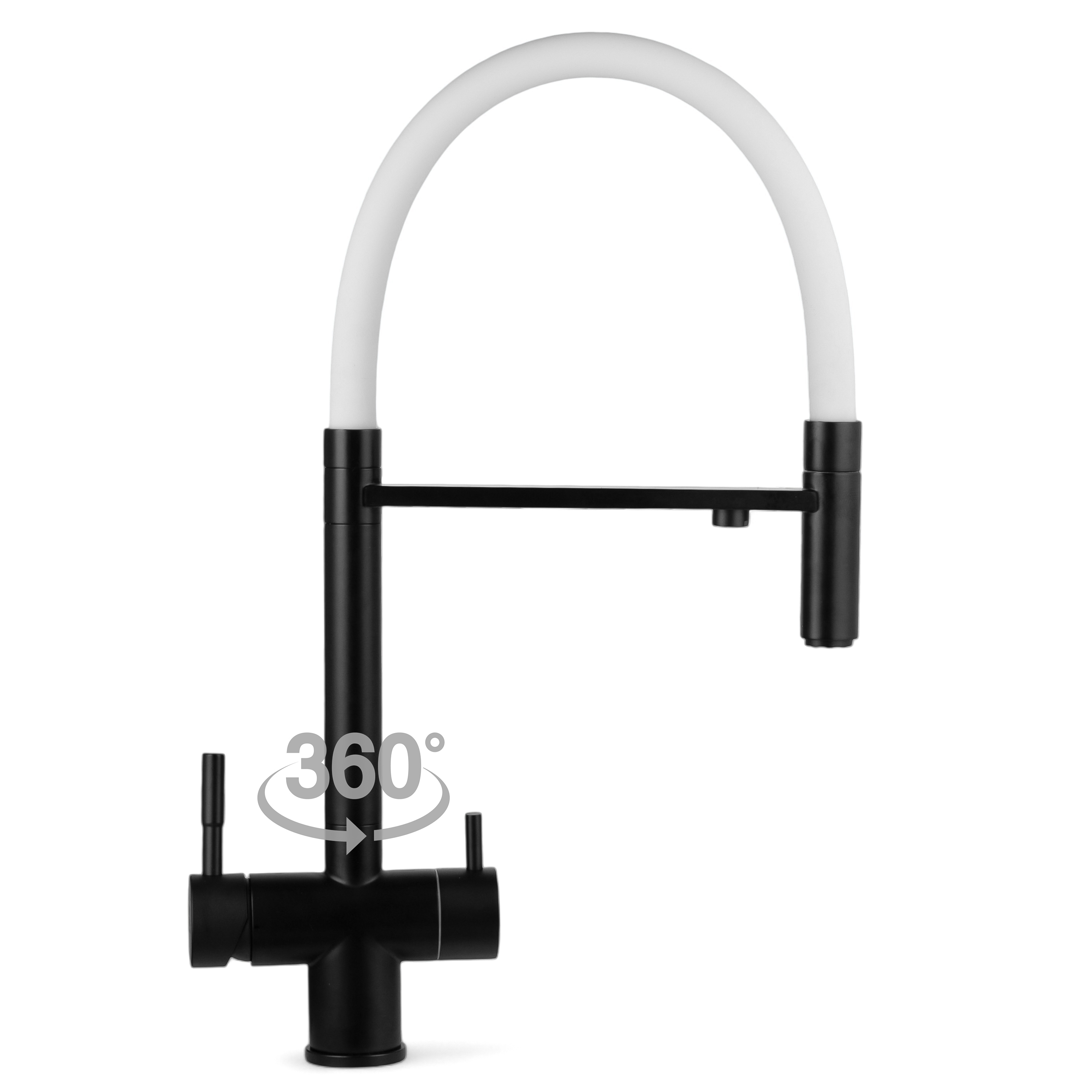 Изображение товара Смеситель для кухни Wasser zimmer ZM-2010B гибкий излив белый черный