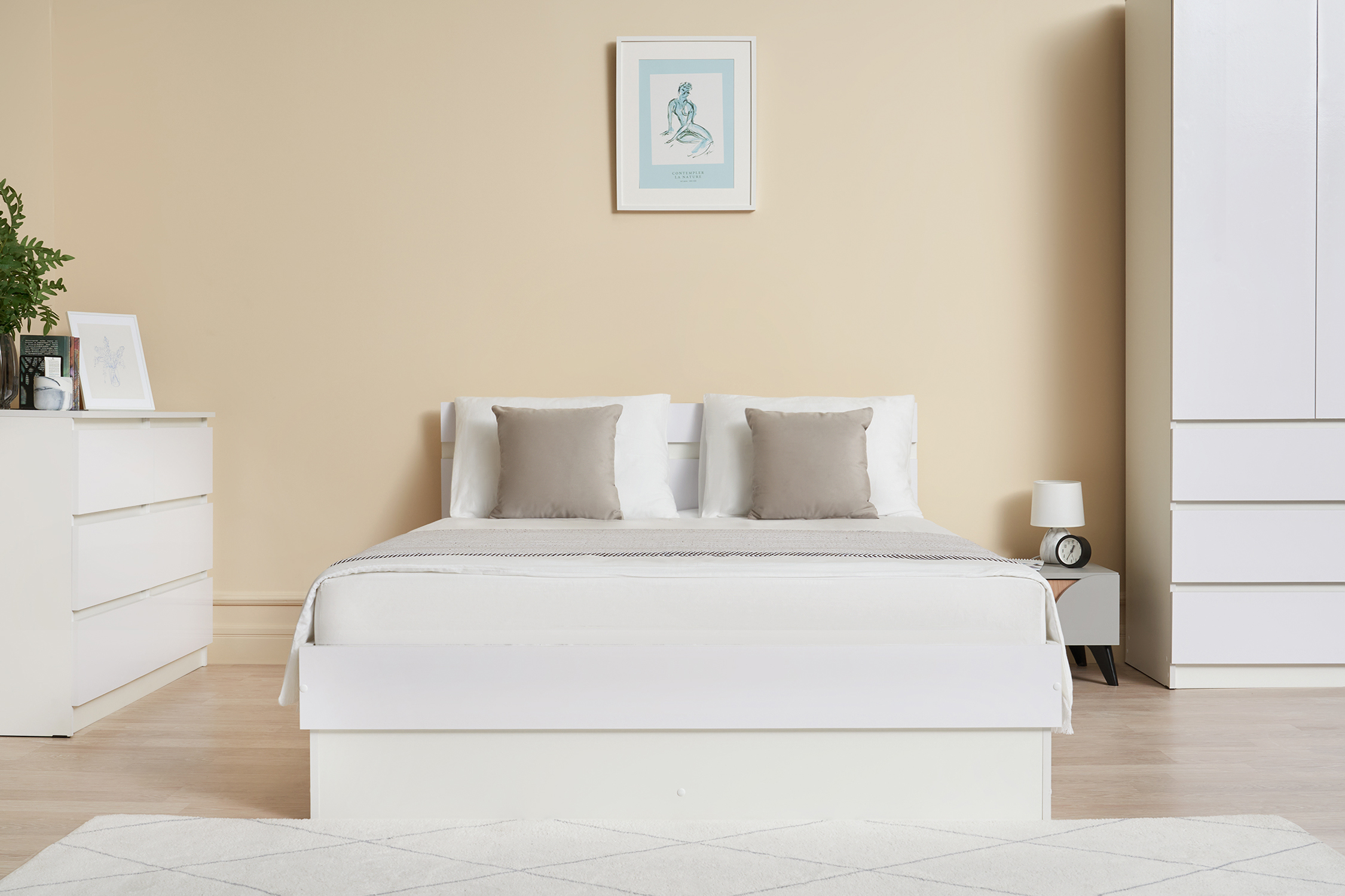 Изображение товара Кровать Миф Нонтон челси 143.5 x 80 x 205.3 см ЛДСП цвет белый глянец холодный