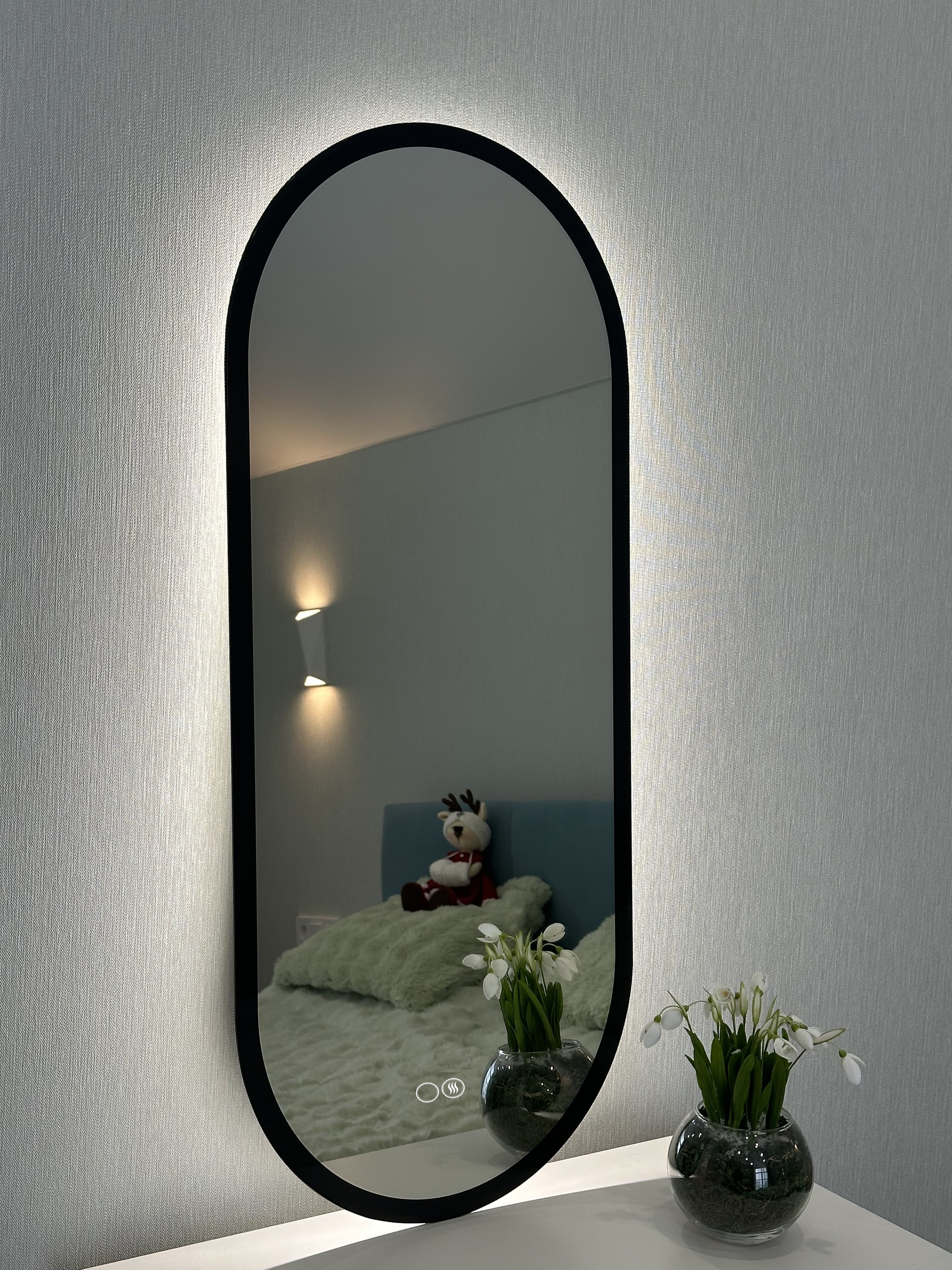 Изображение товара Зеркало для ванной Alfa Mirrors AN-49AVd-ram с подсветкой и подогревом 40x90см