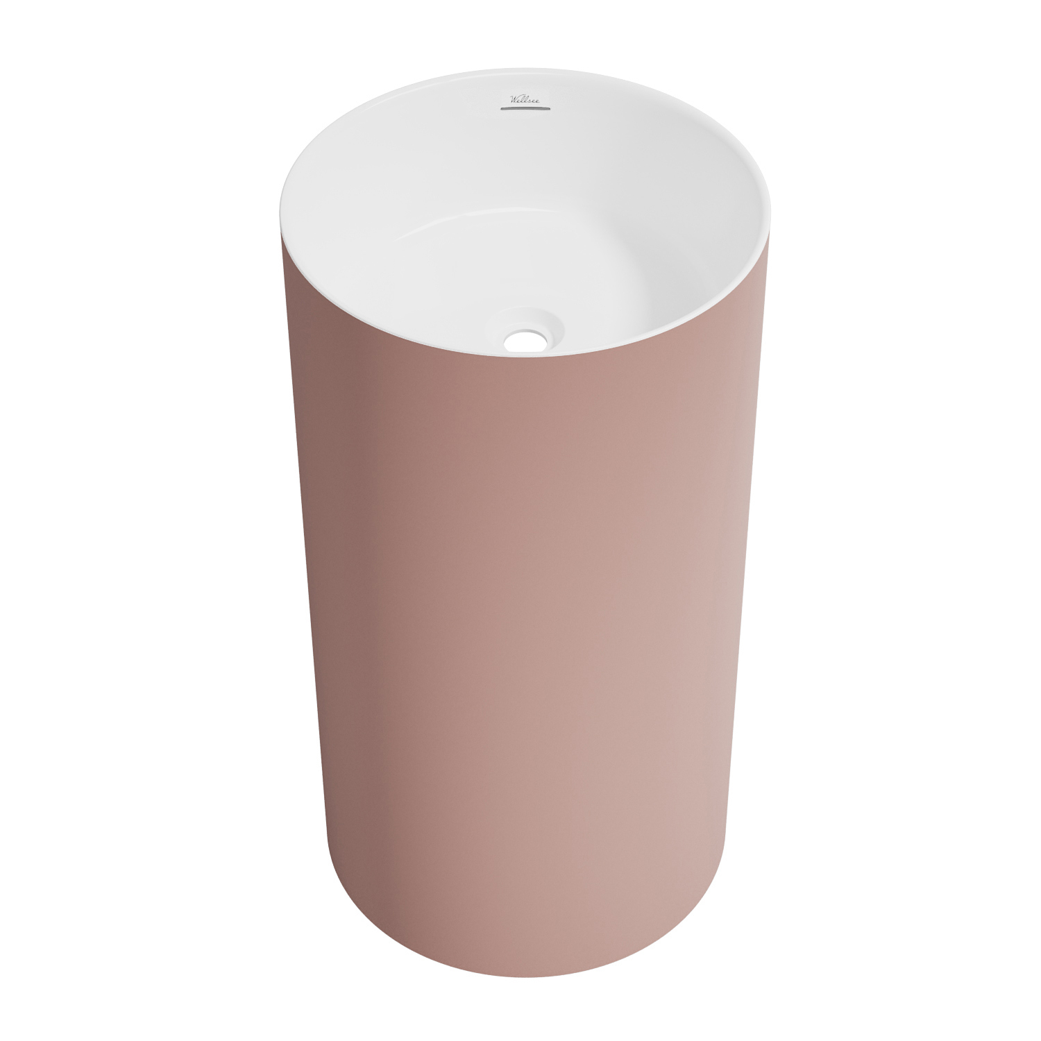 Изображение товара Напольная акриловая раковина Wellsee Chalice Perfection 45x45x85 см белый глянец светло-розовая стр